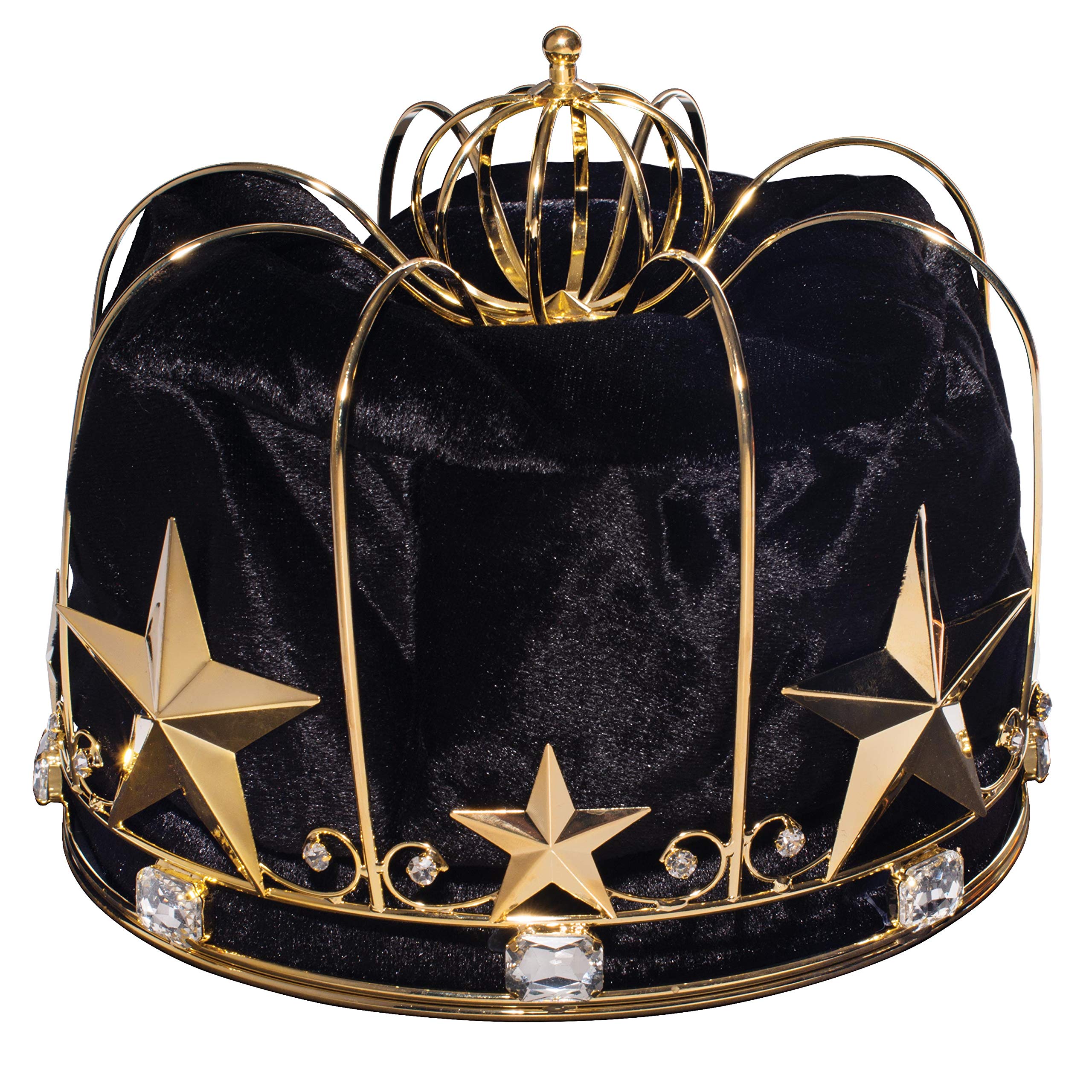 Anderson's Gold Metal Crown with Black Velvet and Clear Rhinestones for King Royalty, Crown For Prom, Homecoming, School Dance, Costume, Party, Pageant, Event, Halloween, Birthday, Mardi Gras