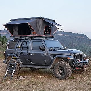 Alumnimun Rooftop Tent Hard Shell with Winter Insulation, Pop Up 2 Person Roof Top Hardshell for Camping Truck Van Suitable for Jeep SUV Car