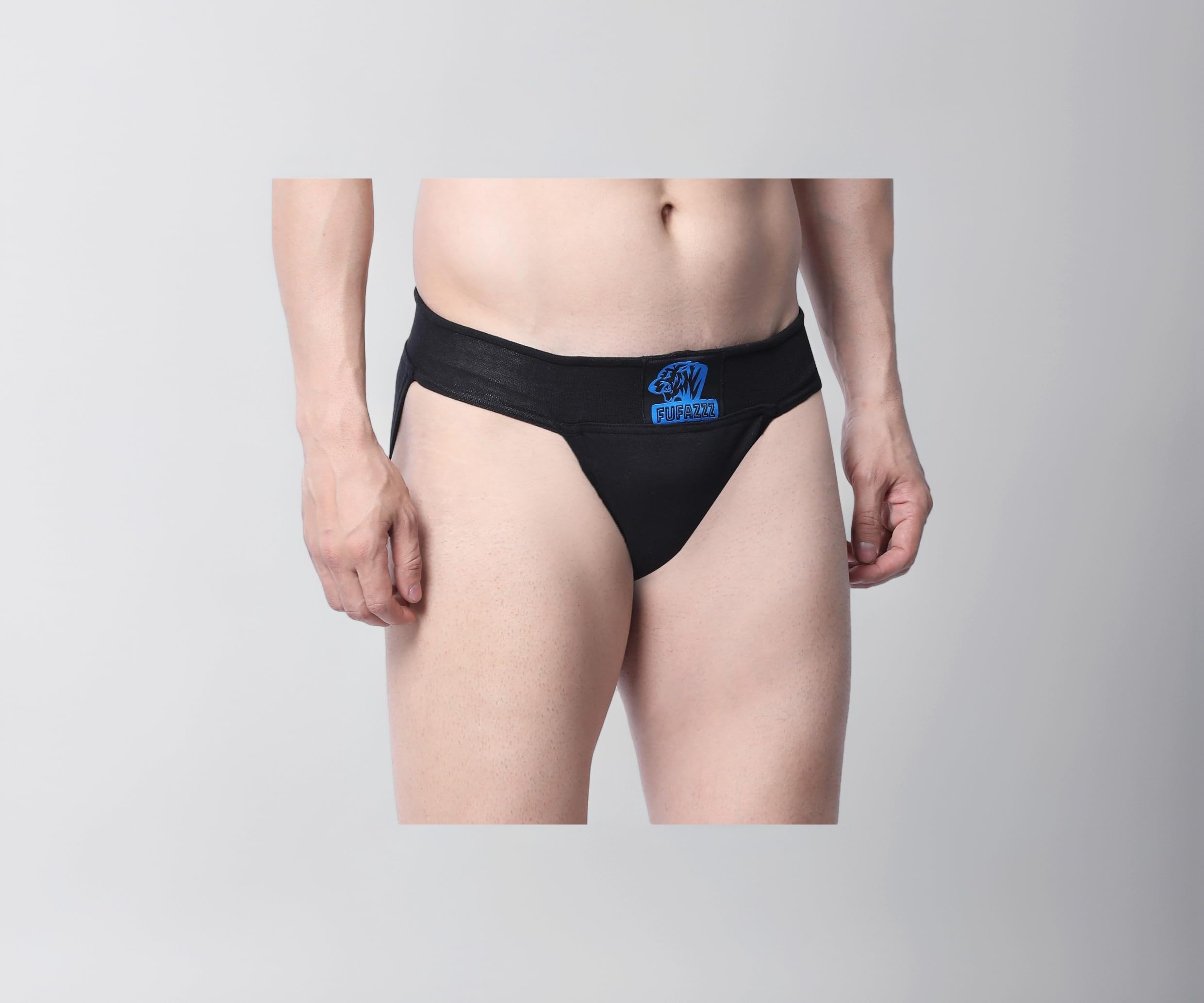 Gym Supporter Cotton Hernia Supporter with Cup Pocket Athletic Fit Brief Multi Sports Underwear Outdoor Inner and Wear Medical Supporter Black