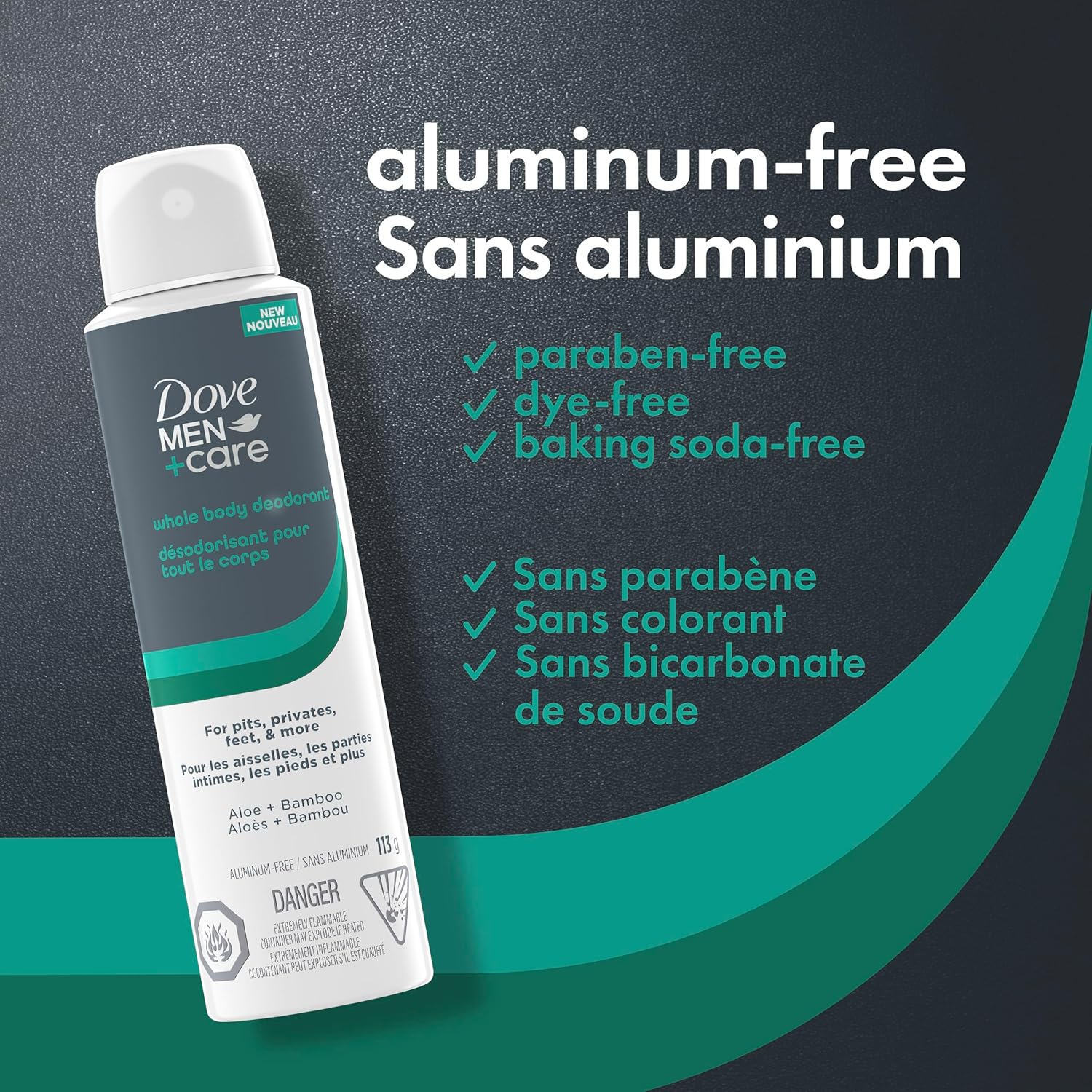 Dove Men+Care Whole Body Spray, Aluminum-Free Deodorant, Aloe & Bamboo Suitable from Pits, Privates, to Feet, 113g - Image 5