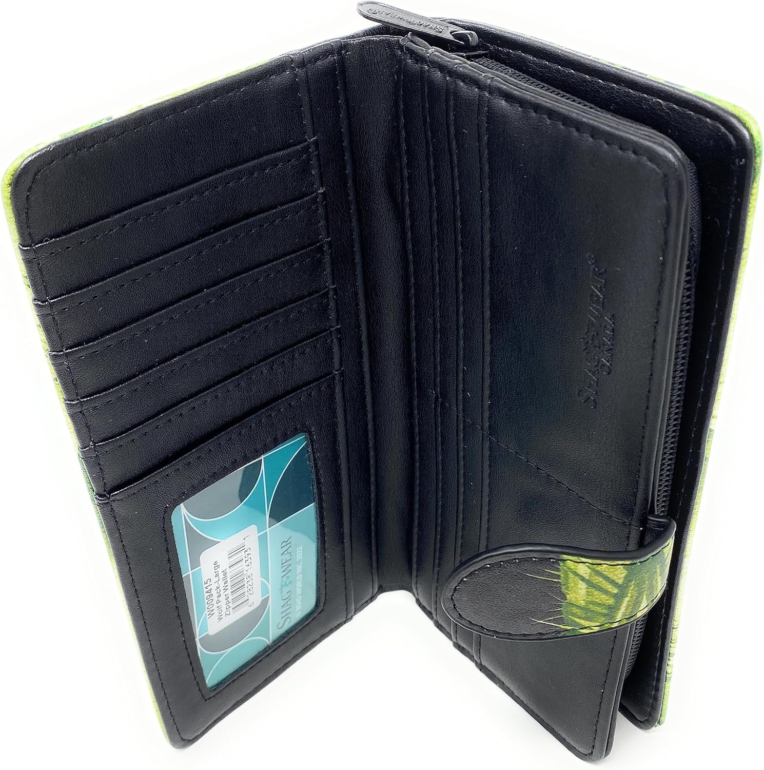 Shag Wear Wolf Pack Howling at the Moon Large Wallet for Women and Teen Girls Vegan Faux Leather Black