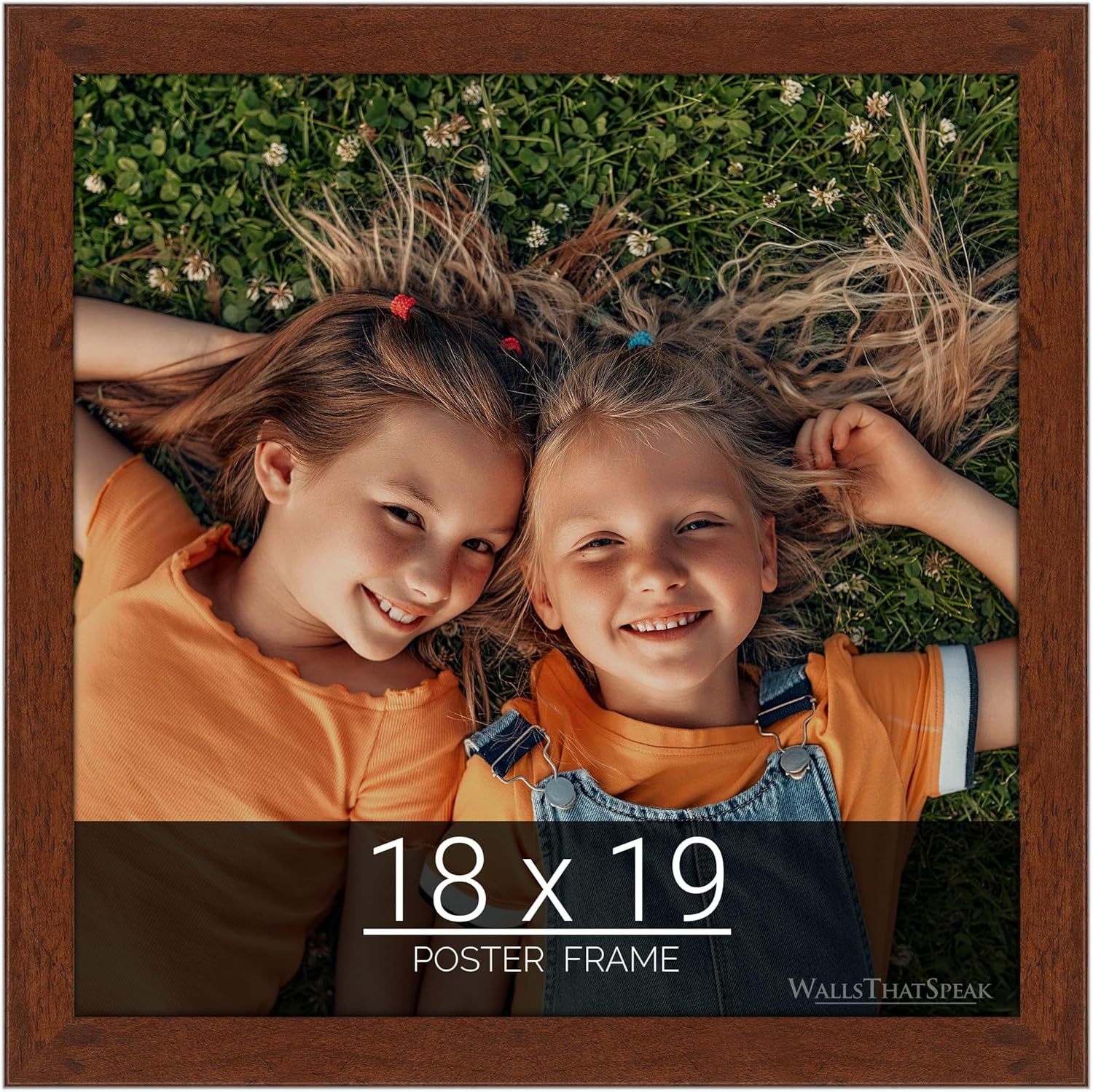 wallsthatspeak 18x19 Dark Walnut Rustic Pine Picture Frame for Puzzles Posters Photos or Artwork