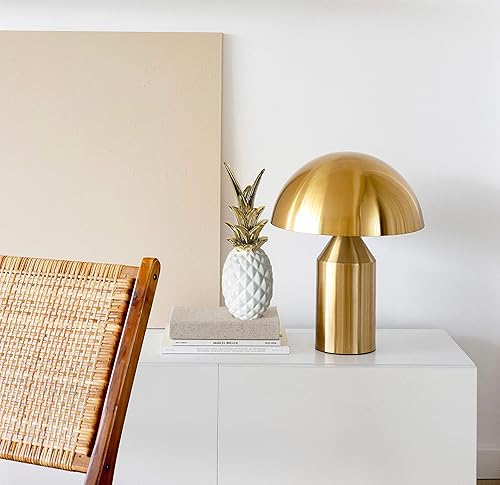 Miniatura 3 de First of a Kind Centro de mesa decorativo de piña de cerámica blanca y dorada para sala de estar, dormitorio, oficina, cocina. Estantería de