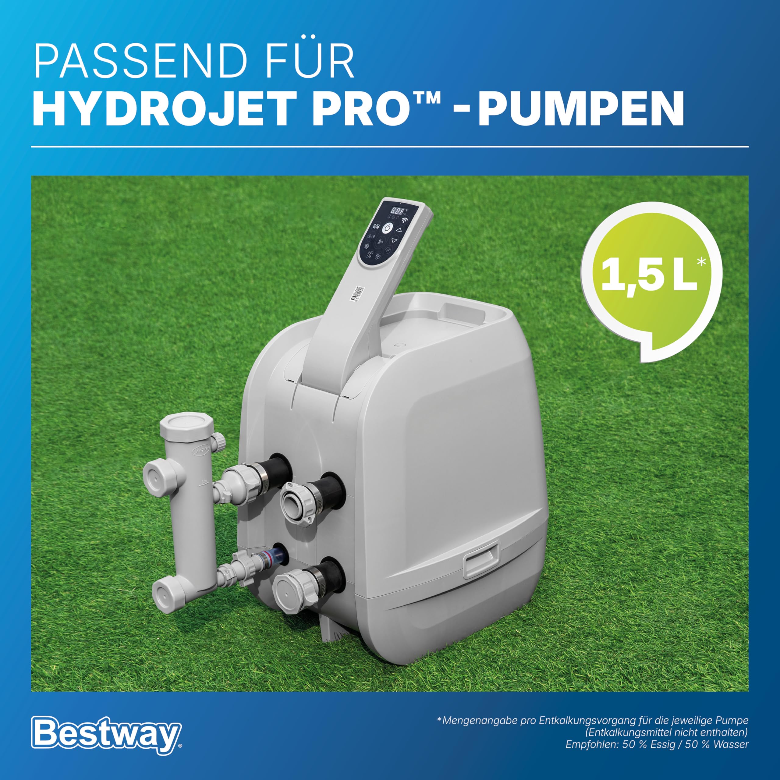 Lay-Z-Spa Entkalker-Adapter für Pumpeneinheiten – Zubehör gegen Kalk & E02-Fehler, für AirJet & HydroJet Pumpen, Wartung ohne Ausbau (ohne Entkalkungsmittel)