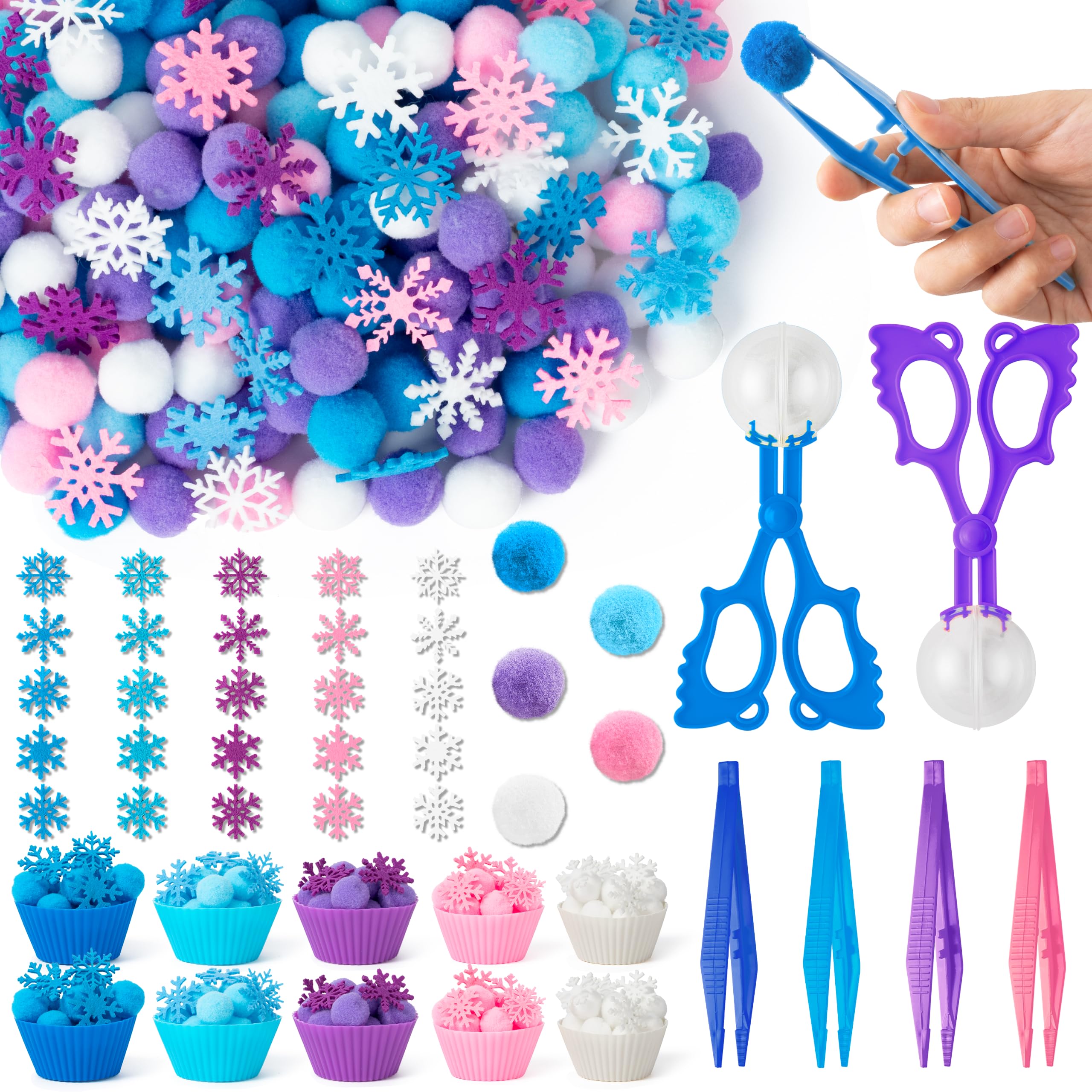 EZdhuawuse Winter Sensory Bin Fillers - 317 Pcs Snowflake Fine Motor Toys