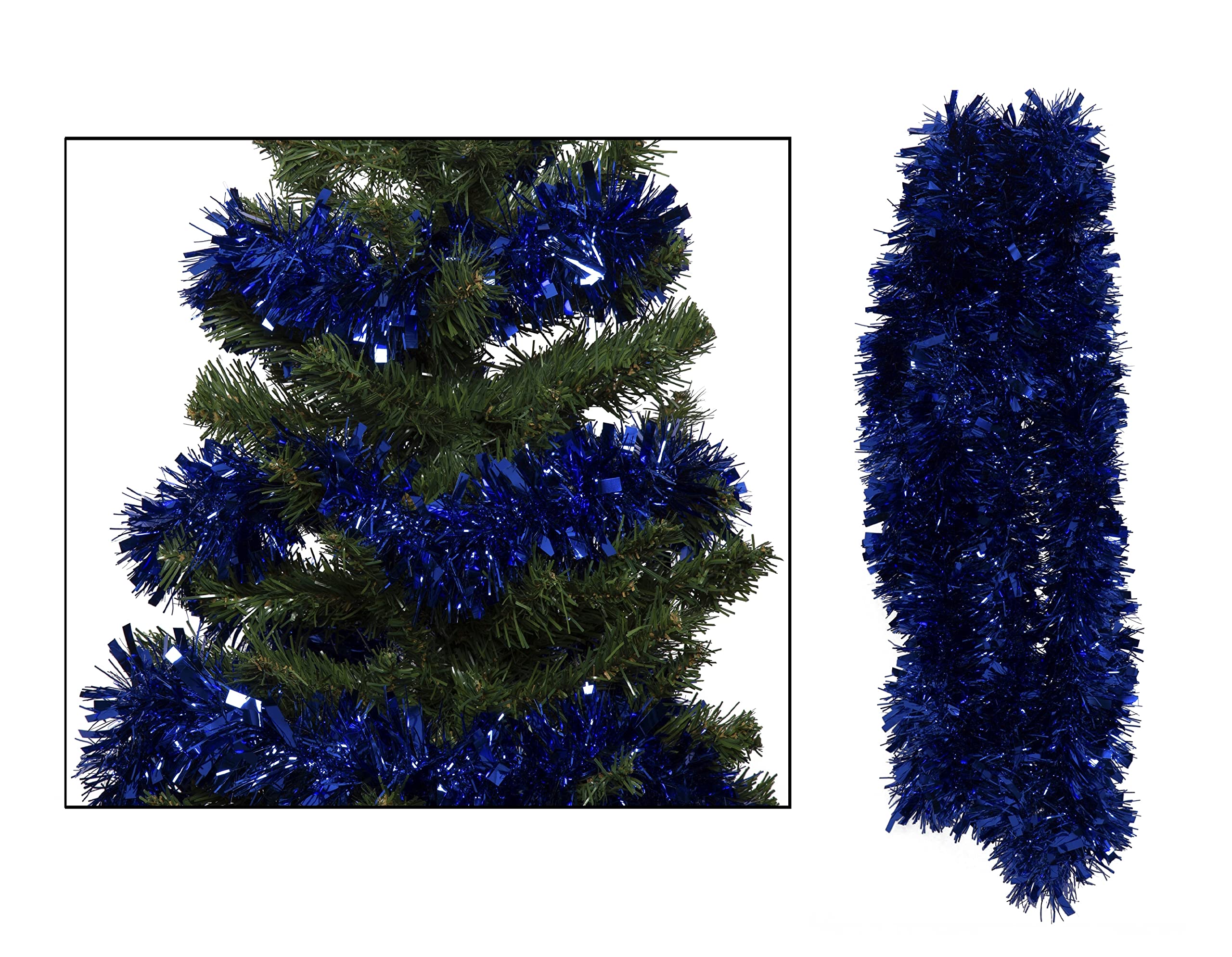 Simply Products Navy 4M Chunky/Fine Cut Christmas Tinsel Garland Decoration (Navy)