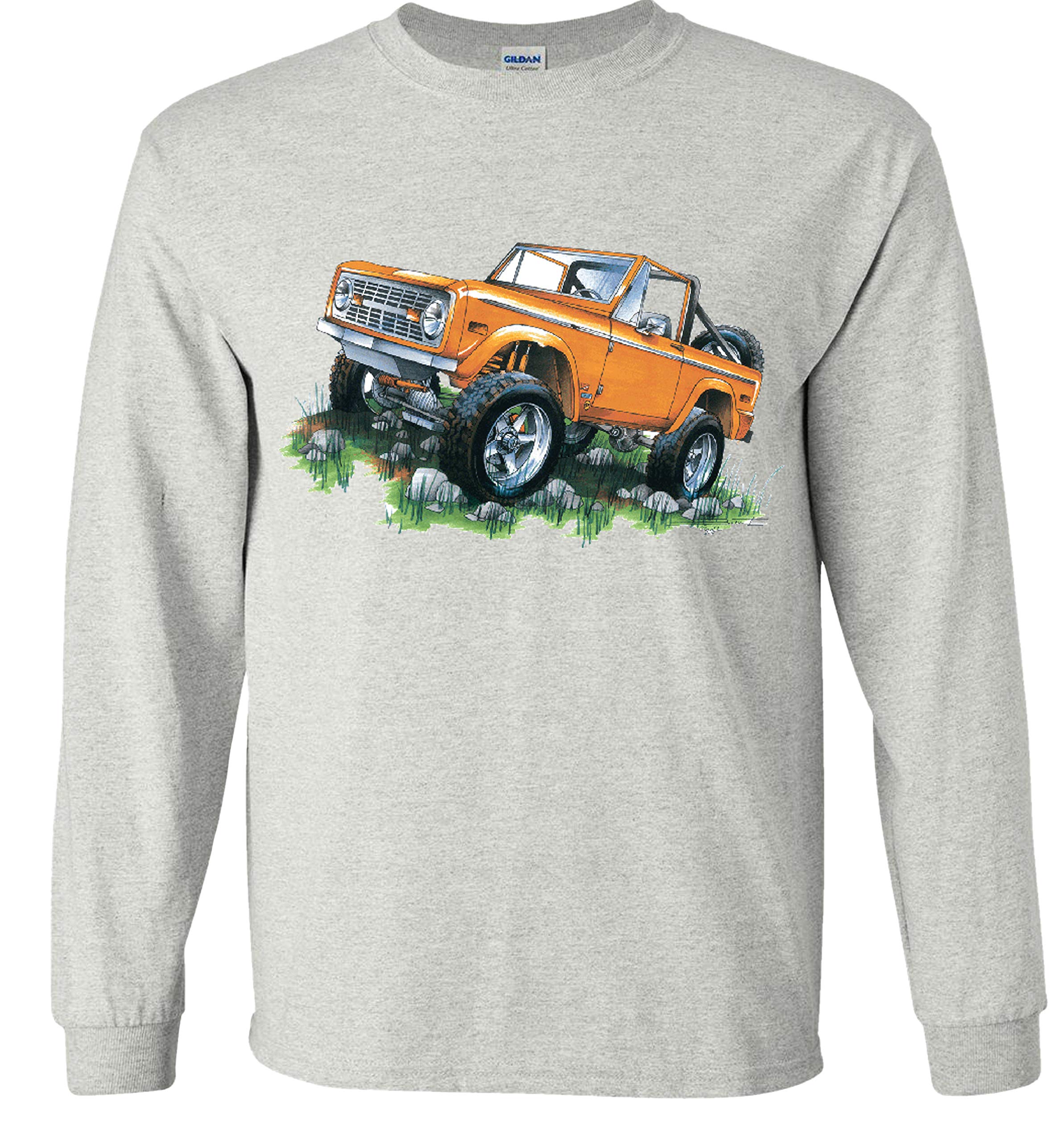 Orange Classic Ford Bronco 4x4 Long Sleeve T-Shirt