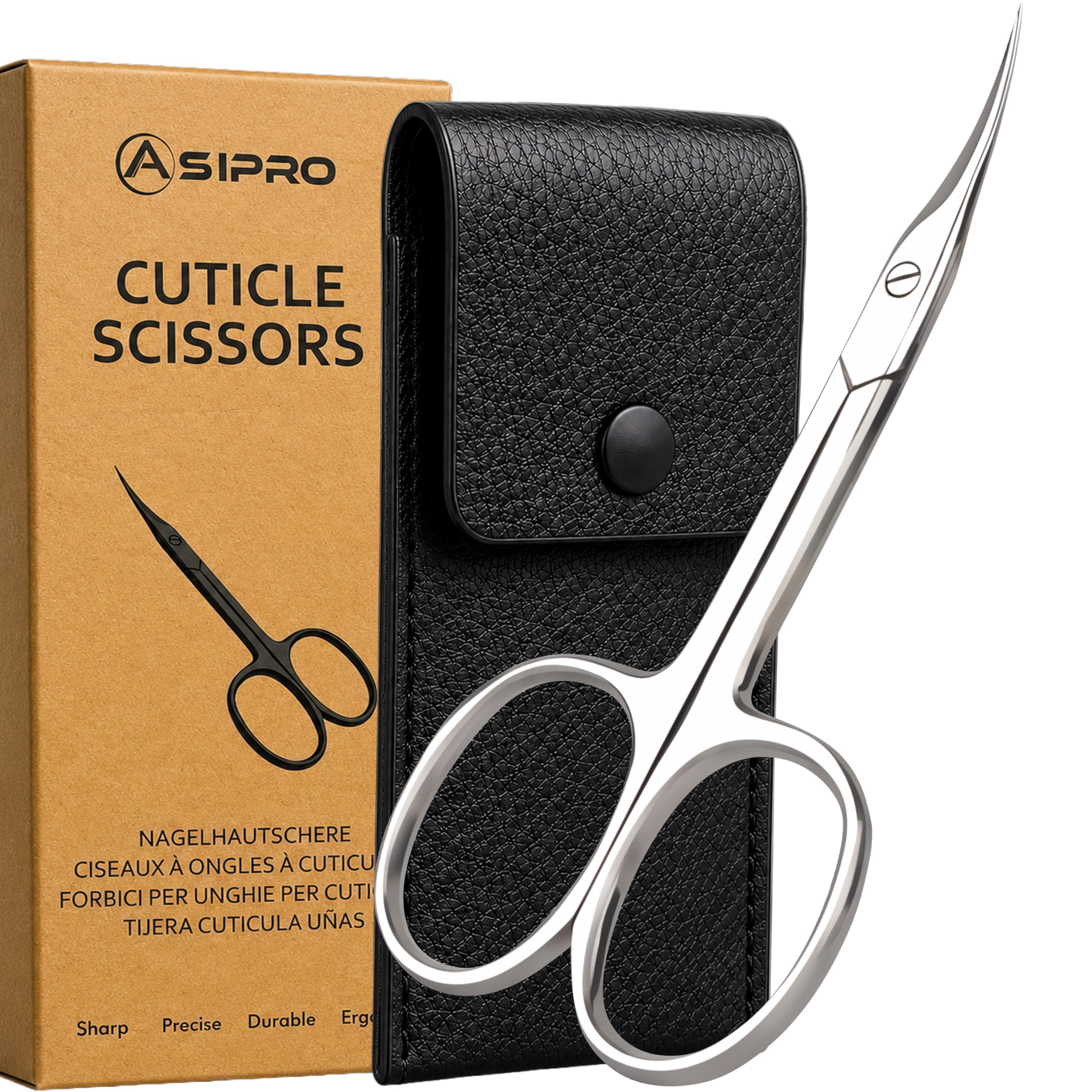 ASIPRO Cuticle Scissors Curved Extra Fine with Case Nail Scissors Curved for Cuticles Eyebrow Scissors for Women Small Scissors Multi-Purpose Mini Scissors Pedicure & Manicure Scissors