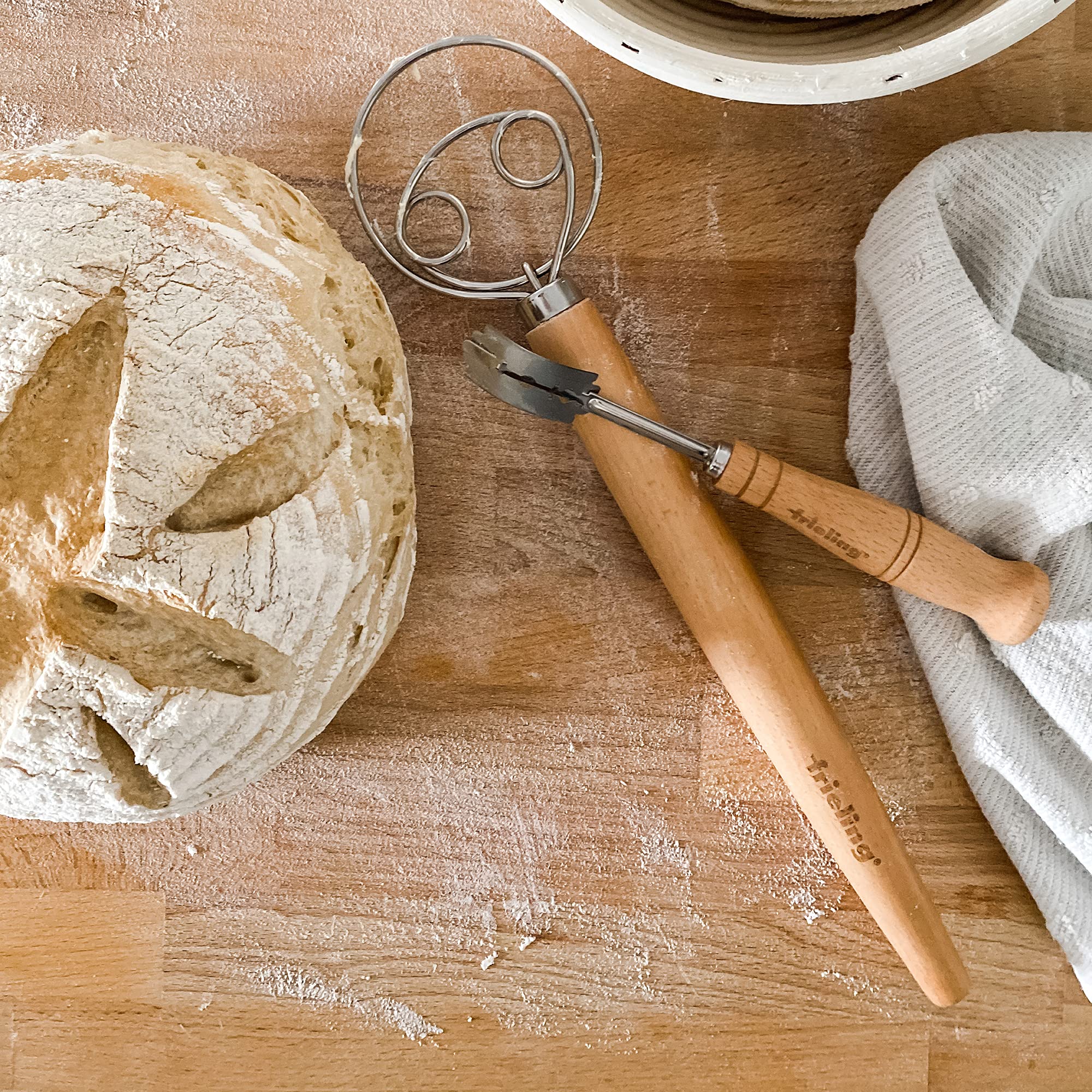 Frieling Wood and Stainless Batter Whisk for Mixing Dough, 13-Inch, Natural - Image 4