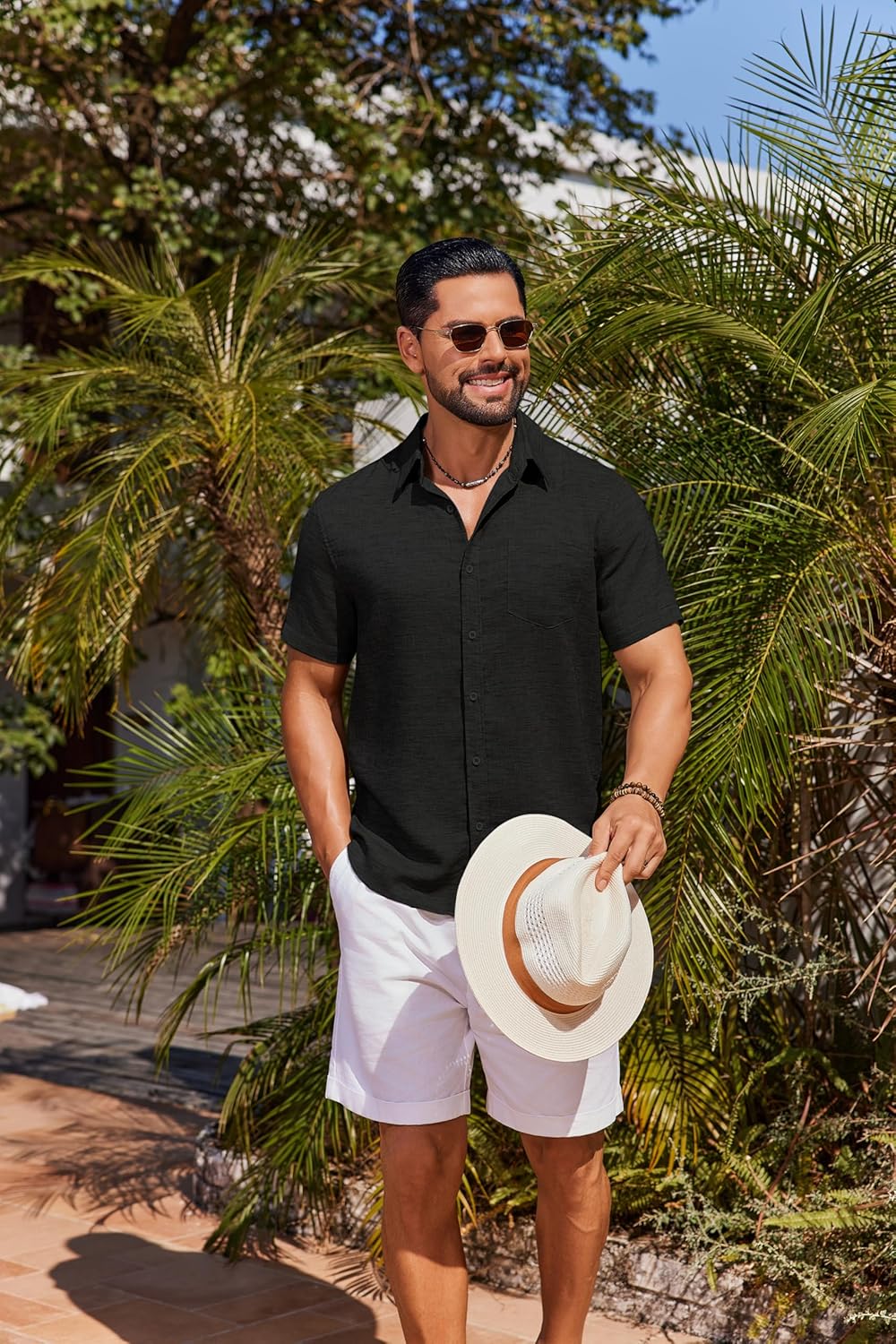 COOFANDY Short Sleeve Button Down Shirts for Men Casual Summer Beach Shirts Wedding Tops with Pocket - Image 3