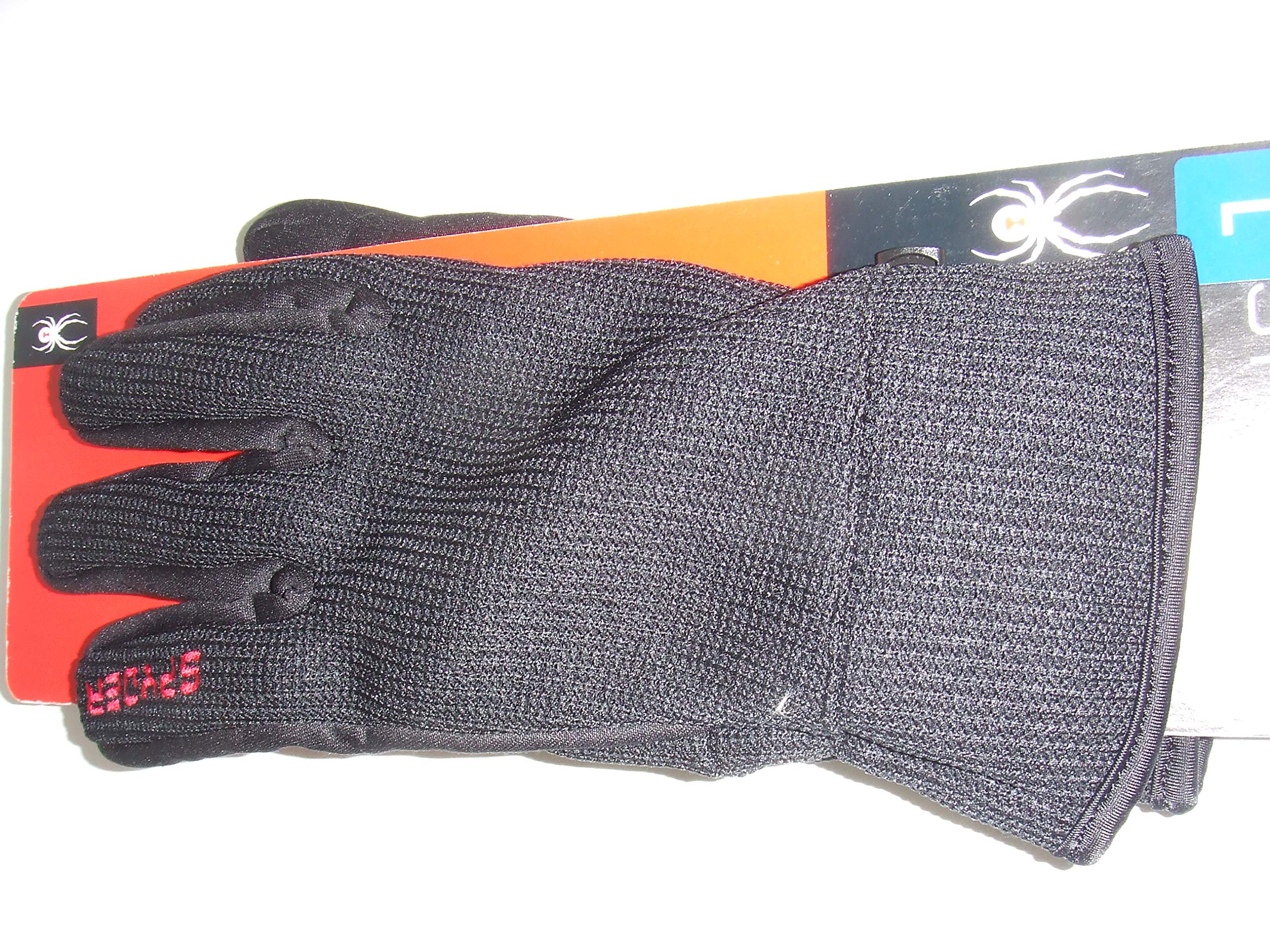 SpyderCore Winter Gloves ~ Conductive Material for Touch Screen Devices Black w/Red Details (Large)