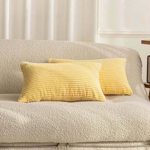 Home Brilliant Juego de 2 fundas de almohada rectangulares de pana oblonga de 12 x 20 pulgadas, para decoración de invierno, fundas de almohada