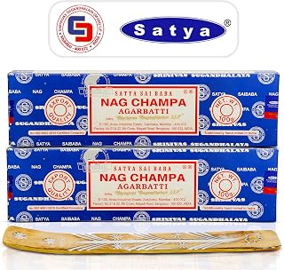 Satya Nag Champa Incense Sticks 100 gmx 2 Pack (200 GMS), Satya Insenses with Raajsee Incence Holder Bundle, Nag Champa Natural Insence