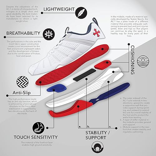 Miniatura 3 de Teuton, AC1 Tenis para todo tipo de canchas, squash, tenis, balonmano, pádel, voleibol, pickleball, zapatos de interior