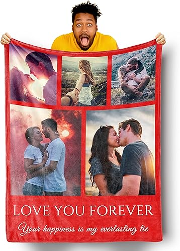 HALOVE Manta de fotos personalizada para parejas, manta de forro polar personalizada, manta de franela con imagen, regalos para marido, esposa,