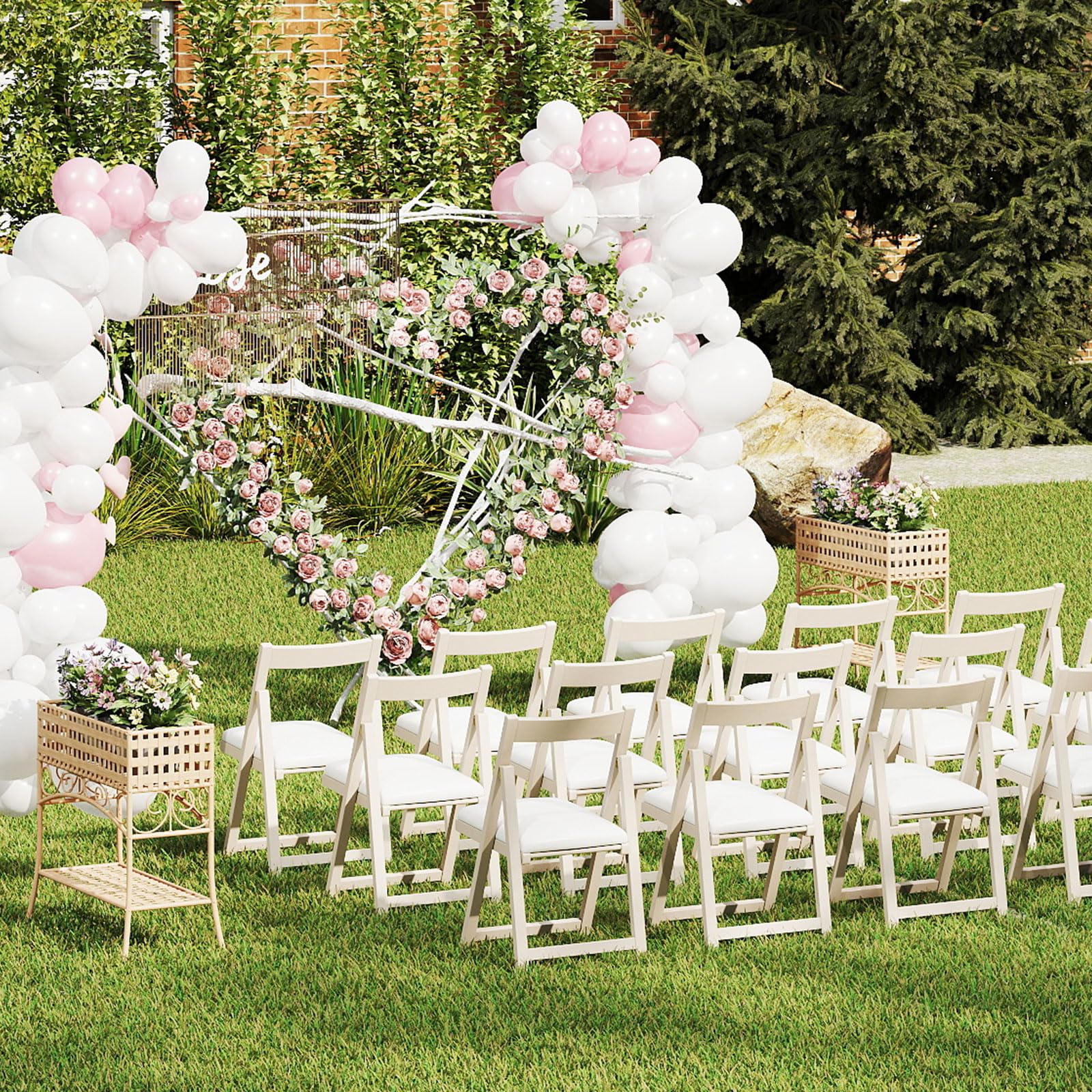 GIANTEX Set di 2 sedie pieghevoli, imbottite, con telaio in legno di gomma e schienale inclinato, per cucina, soggiorno e balcone (beige)