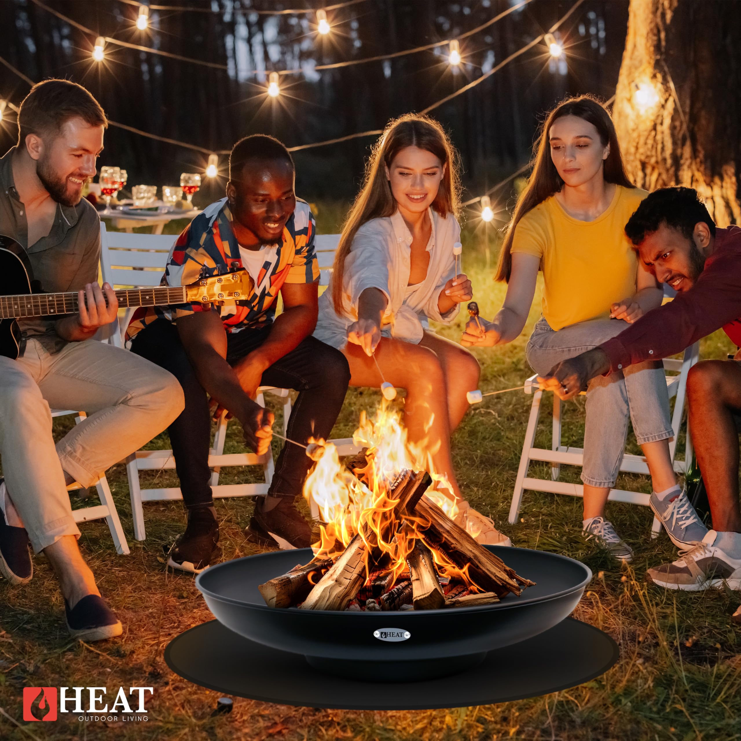 Cuenco de Fuego de 80 cm de Óxido – Braseros para el Jardín – Chimenea Exterior & Tonne – Cuenco de Acero Lacado – Cesto de Fuego para el Jardín - 80x80x19 cm