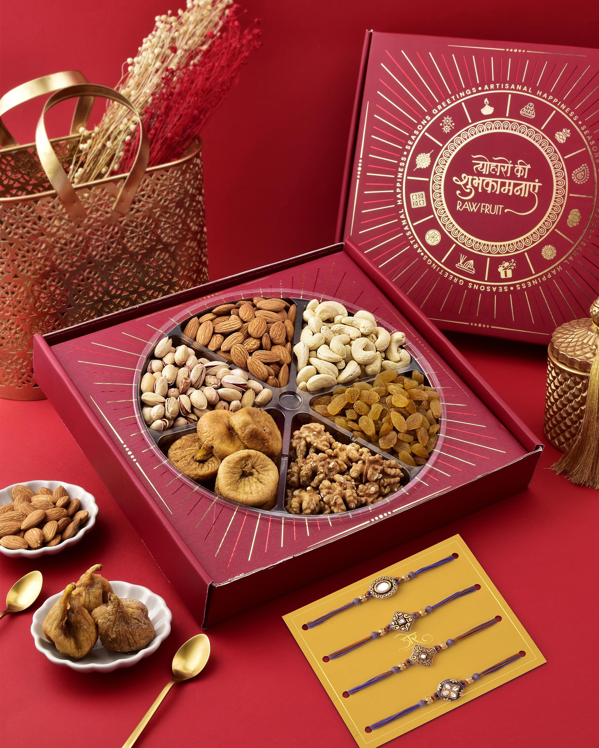 Hyperfoods® Rakhi Gift Set For Brother Rakhi Gift Hamper For Brother Gift For Brother Raksha Bandhan Dry Fruits Pack Of 6 Raisins Cashew Almond Raksha Bandhan Gifts