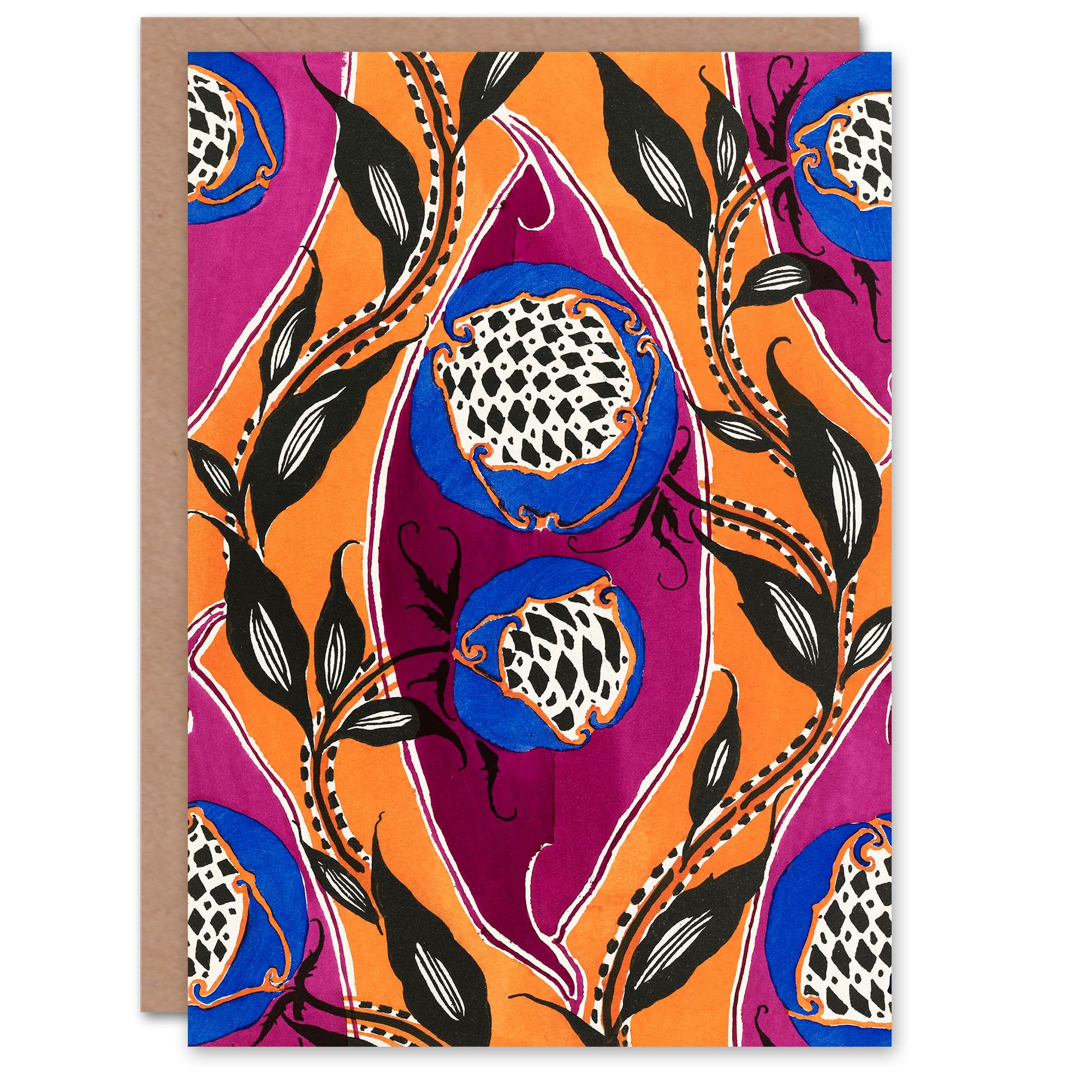 Artery8 Greeting Card - Oriental Style Flower Pattern