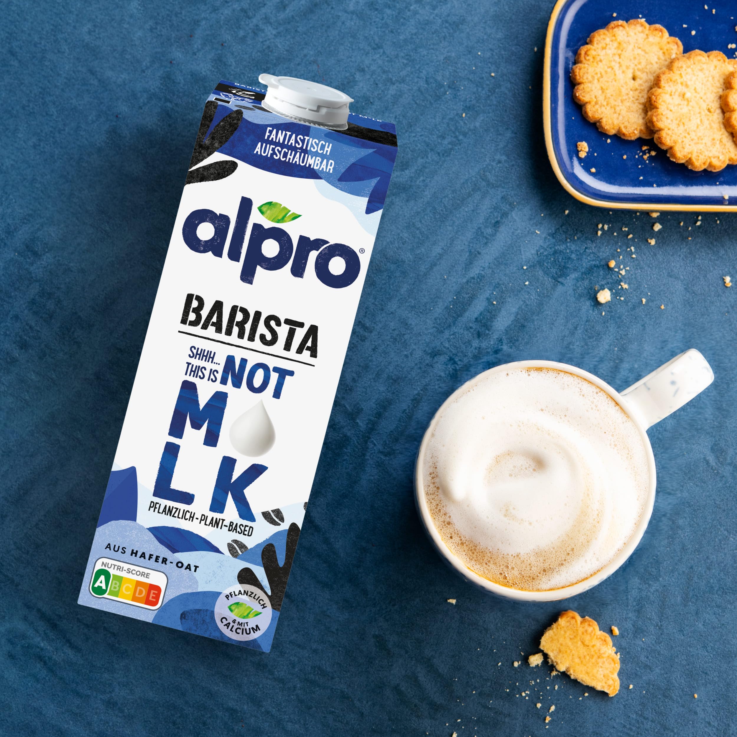Alpro This is Not Milk Barista - Pour faire mousser - Végétalien et sans produits laitiers - Naturellement sans lactose - Riche en fibres, calcium et vitamines - 8 x 1 L - Durable
