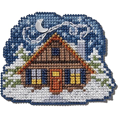 Mill Hill Beaded Counted Cross Stitch Ornament Kit: Cozy Winter Cabin