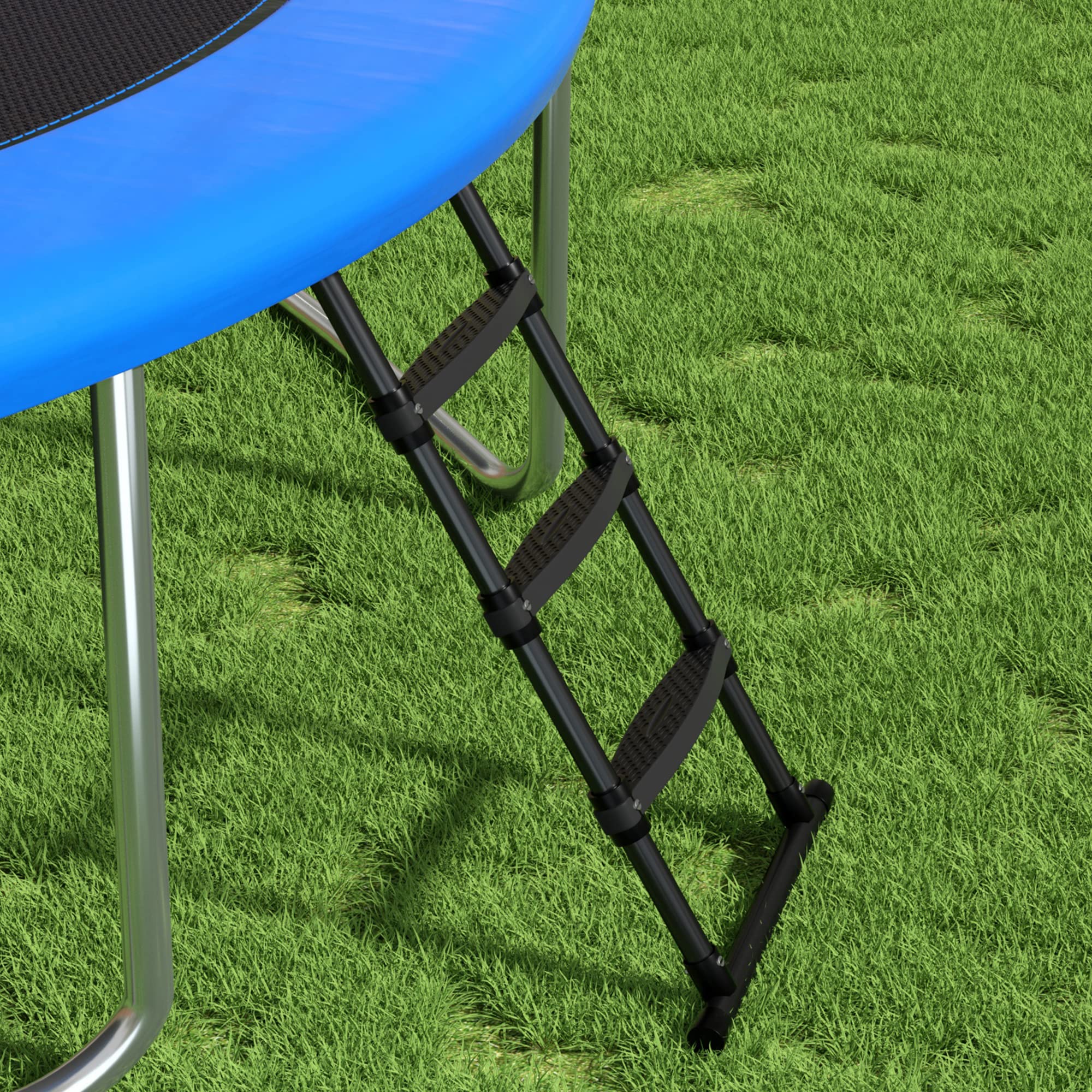 Gardenature Universal Safety Trampoline Ladder - 3 Steps Wide Trampoline Replacement Accessories Parts - Black