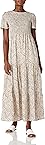 Amazon Brand - find. Women's Summer Casual Floral Print Party Maxi Dresses Short Sleeve Super Long Tiered Dress White