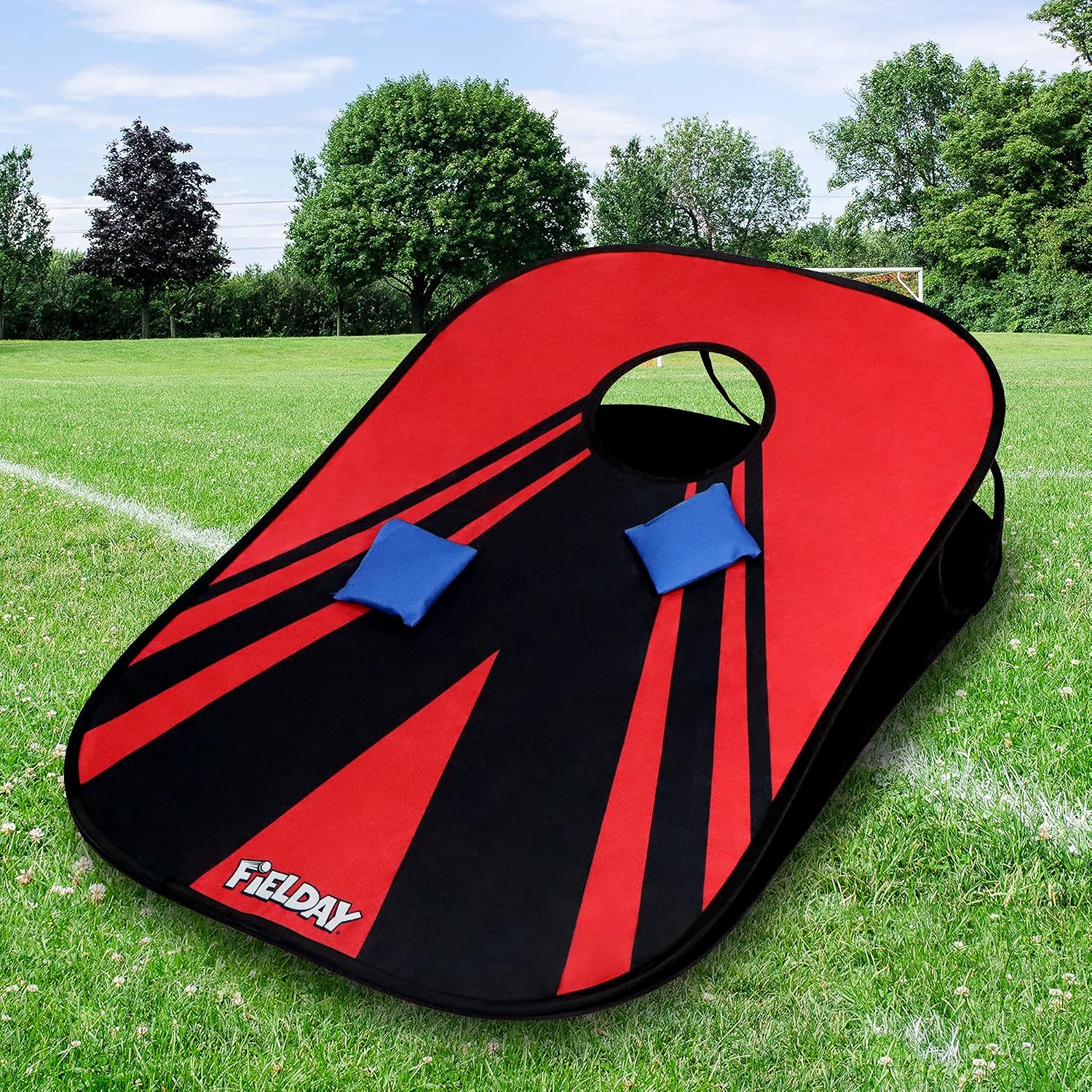 JOYIN Portable Cornhole Set, Collapsible Outdoor Bean Bag Game Boards Includes 8 Bean Bags & Carrying Case for Kids Adults Lawn, Beach, Camping Game, 3 x 2-feet