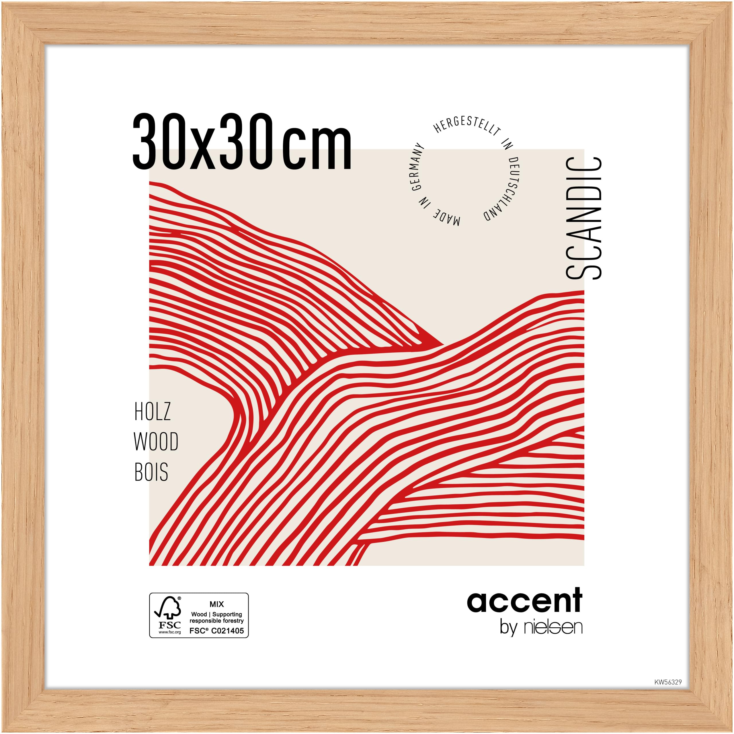 Accent By Nielsen Oak Scandic - Wooden Picture Frame - 30X30cm With Float Glass – Modern Scandinavian Design