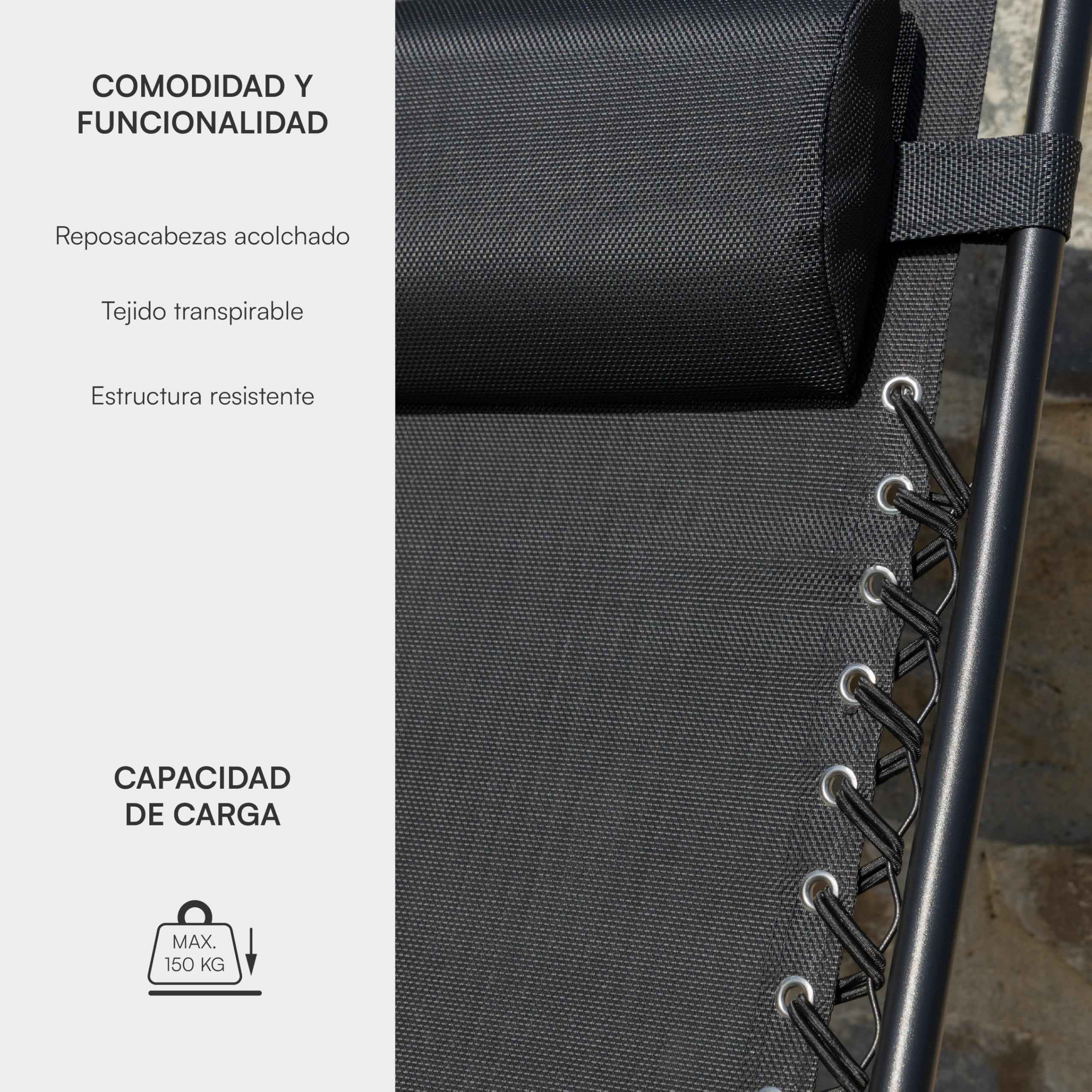 Baroni Home Tumbona Plegable y Reclinable para Jardín y Terraza, Silla Zero Gravity para Playa y Piscina, Tumbonas Relax Cómoda 165x65x113 cm, Gris Antracita