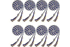 8-Piece Graduation Cords Embodying Academic Achievements and Celebratory Spirit (Blue and Gold)
