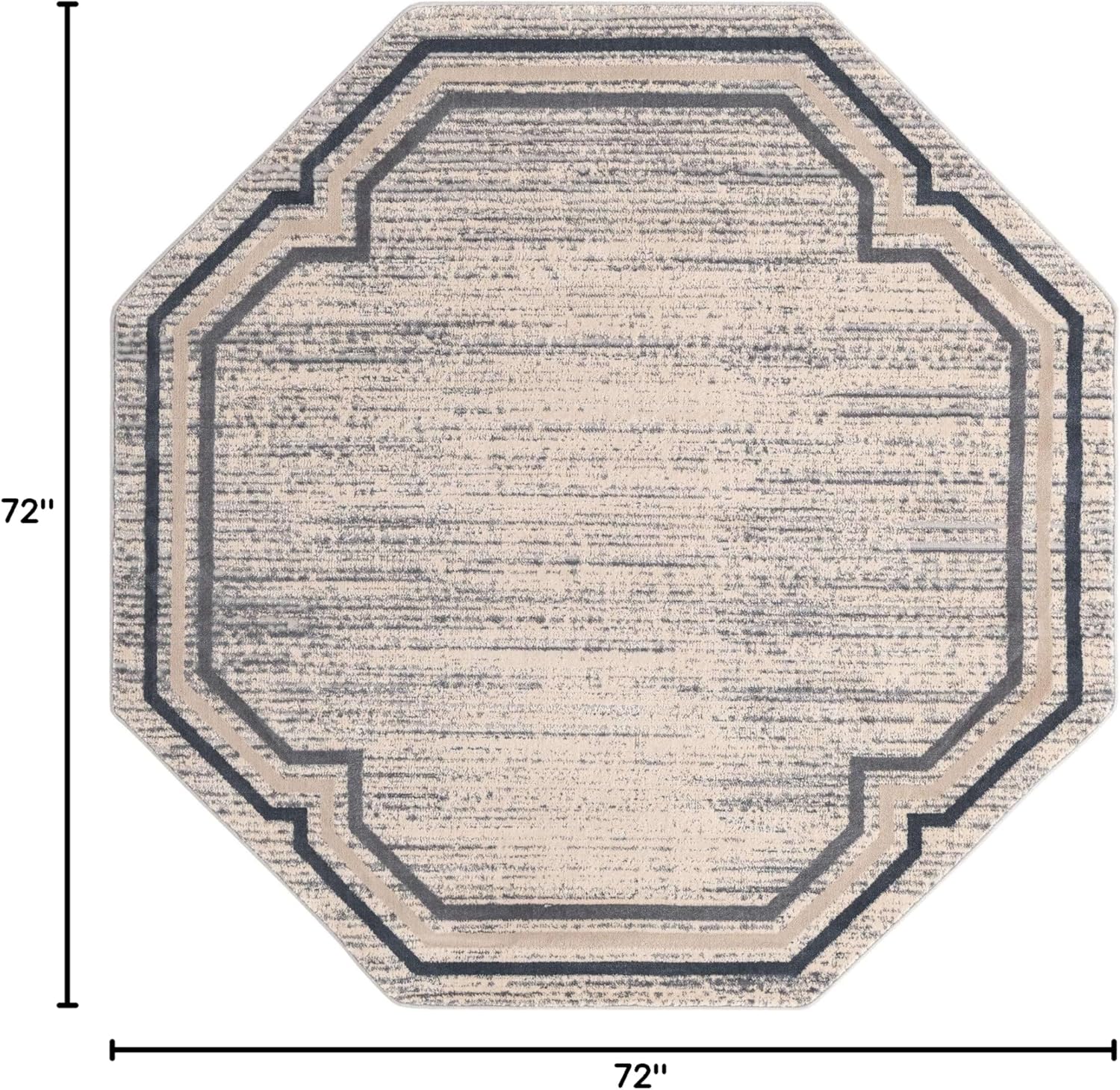 Unique Loom Oasis Collection Area Rug - Fountain (6' Octagon, Gray/ Ivory)