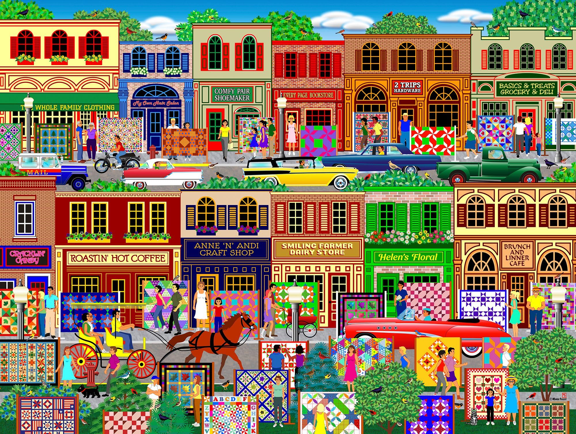 Springbok Hometown 500 Piece Puzzle for Adults- Featuring a Classic and Colorful Downtown Scene