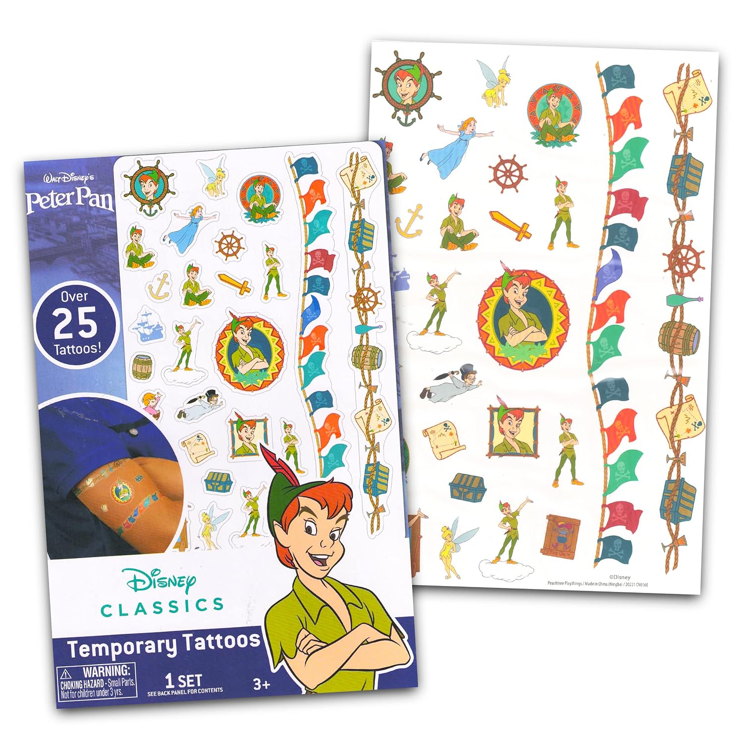 Disney Peter Pan Tattoos Party Favors Pack ~ Bundle Includes Over 75 Peter Pan Temporary Tattoos (Peter Pan Party Supplies) image 2