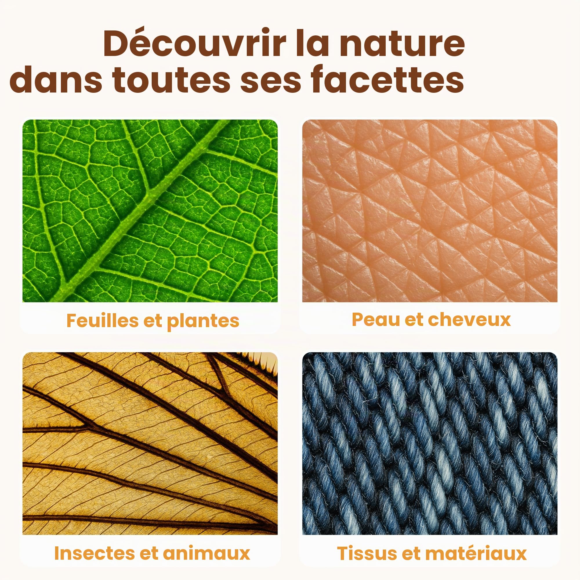 Edubini Microscope numérique pour enfants [grossissement 1000x] - Microscope de poche portable pour le jardin, la forêt et les expériences - Jouet microscope pour enfants avec écran HD numérique