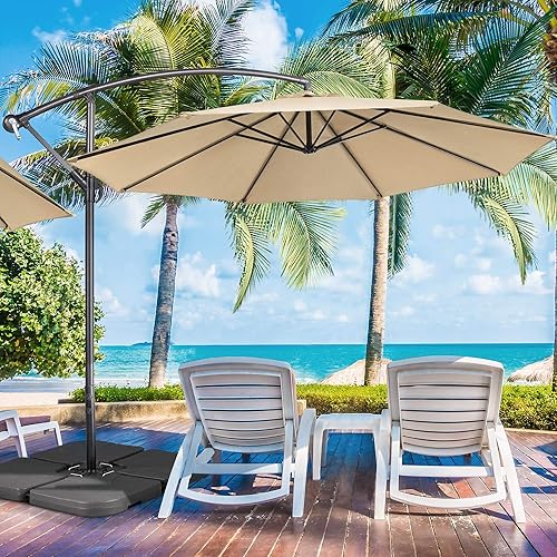 Miniatura 2 de Yaheetech Base de sombrilla para exteriores, 4 piezas, soporte de sombrilla cuadrado con forma voladiza relleno de agua o arena para jardín, patio