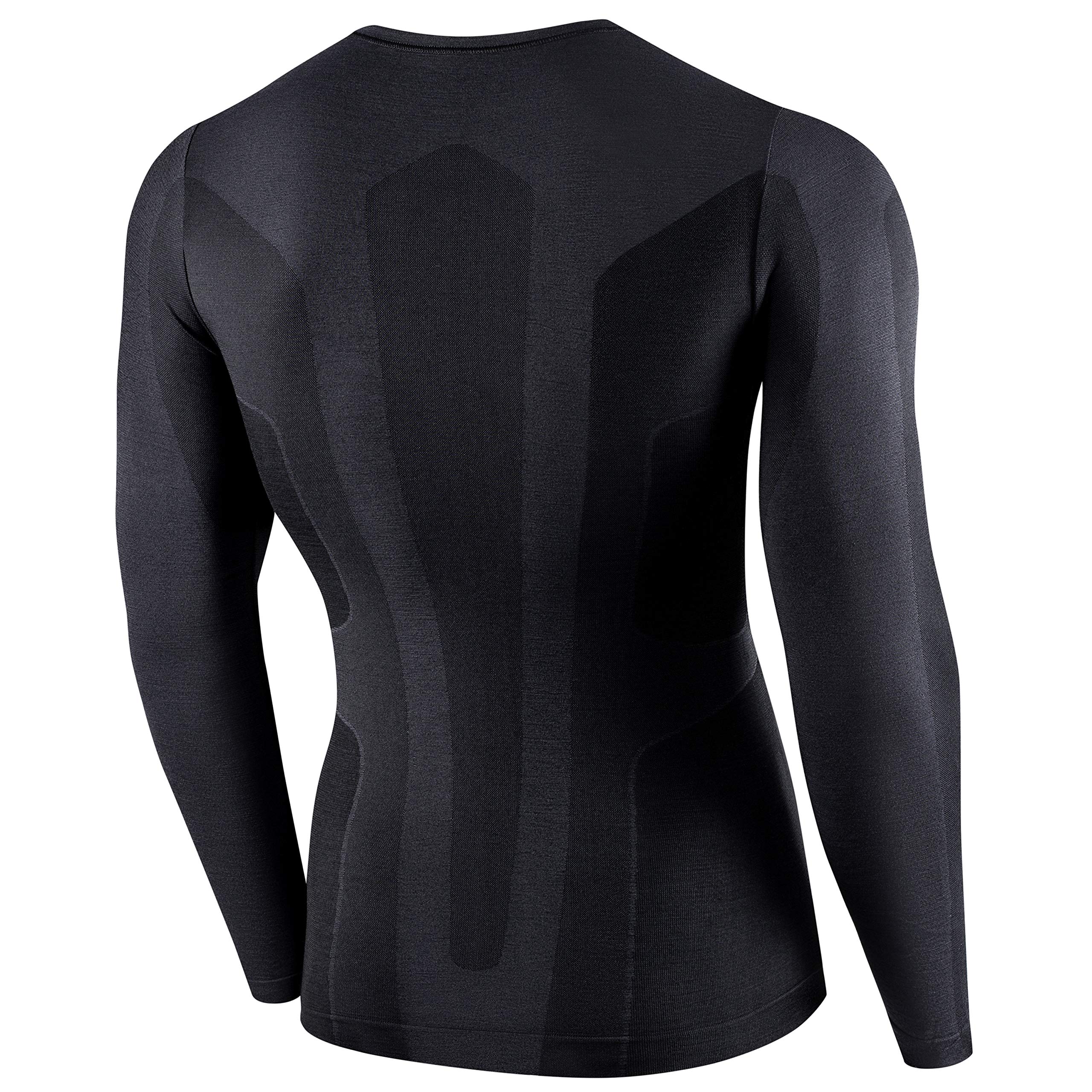BRUBECK LS11600 - Camiseta de Manga Larga para Hombre (Transpirable, 41% Lana, Ropa Interior Funcional, para Senderismo, Trekking, Talla XL), Color Negro