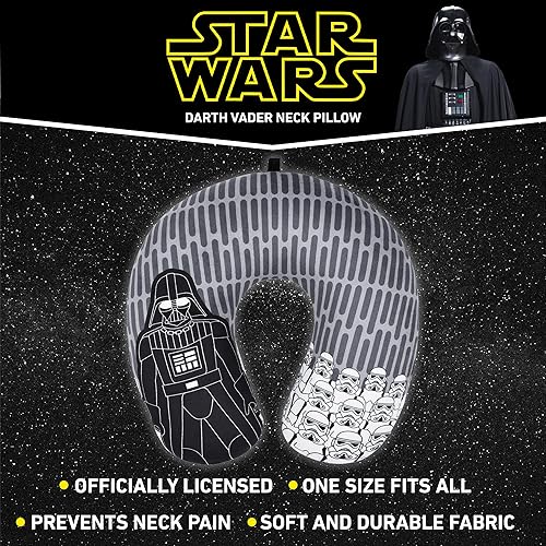 Miniatura 6 de FUL Star Wars Darth Vader and Storm Trooper - Almohada de viaje para el cuello para avión, coche y oficina, cómoda y transpirable, color gris