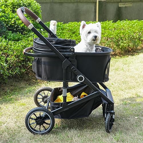 Miniatura 5 de Cochecito para mascotas con 4 ruedas, cochecitos plegables 3 en 1 para perros pequeñosmedianos y gatos de hasta 50 libras, transportador de viaje