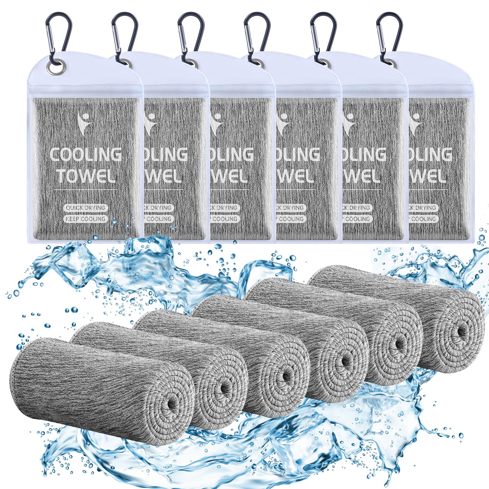 Cooling Towels (40"x12"), Breathable Gym Towels Cooling Towels for Neck and Face, Men & Women Workout Towel for Hot Weather, Sweat Towel for Gym Yoga, Camping, Fitness, Running, Traveling, 6 Pack