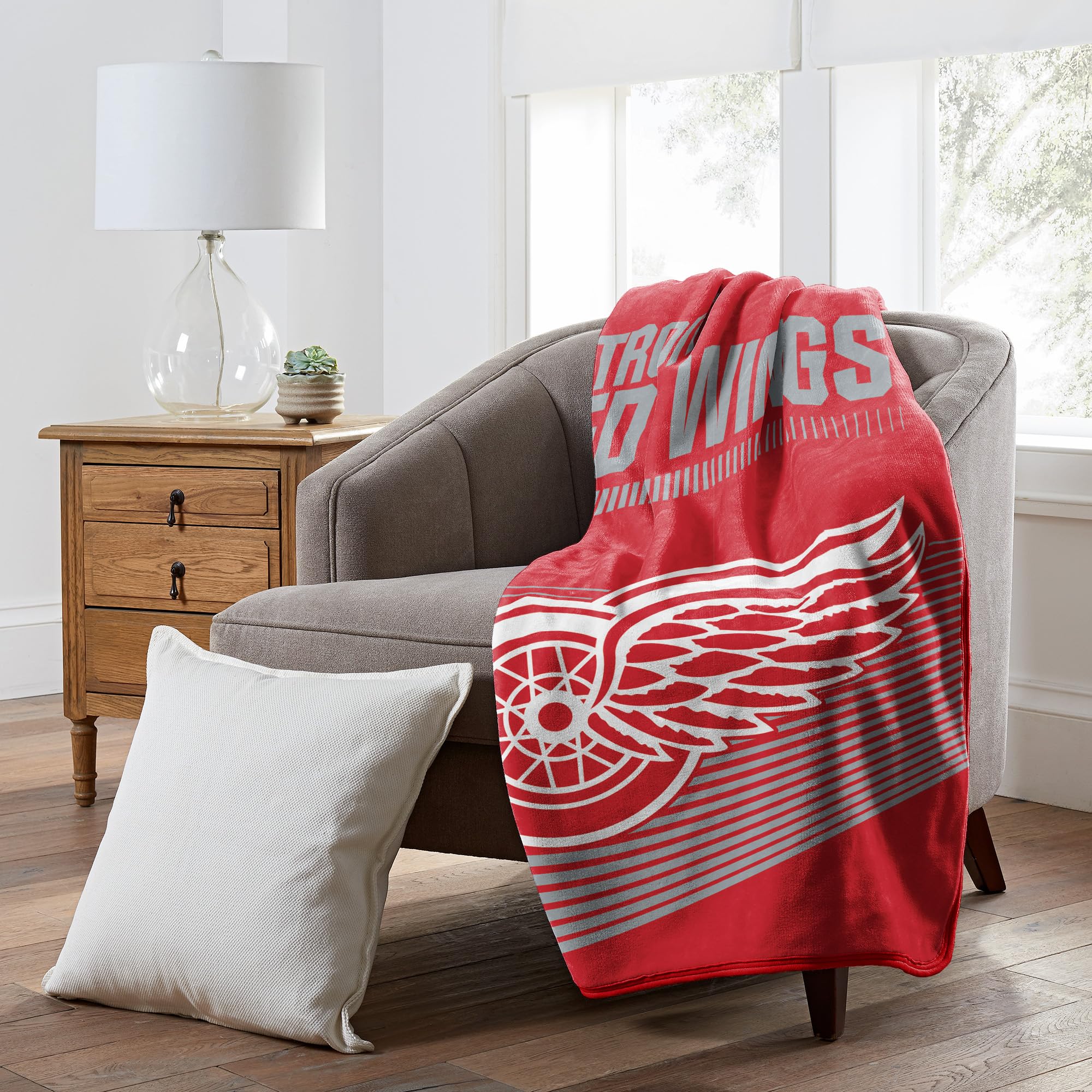 NORTHWEST Officially Licensed Detroit Red Wings NHL Team Throw Blanket 60″×80″ – Oversized Licensed Microfiber Throw with Hockey Logos for Fans, Game Day Rooms & Cozy Living