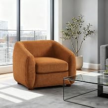 VANOMi Accent Chairs for Living Room, Modern Living Room Chairs with Cushion, Sherpa Reading Chairs for Adults, Bedroom, Apartment, Curry
