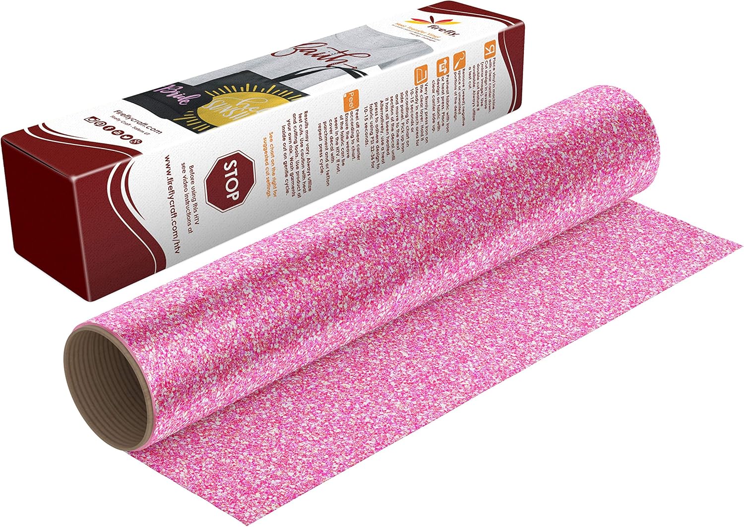 Firefly Craft Glitter Neon Pink Heat Transfer Vinyl Sheet