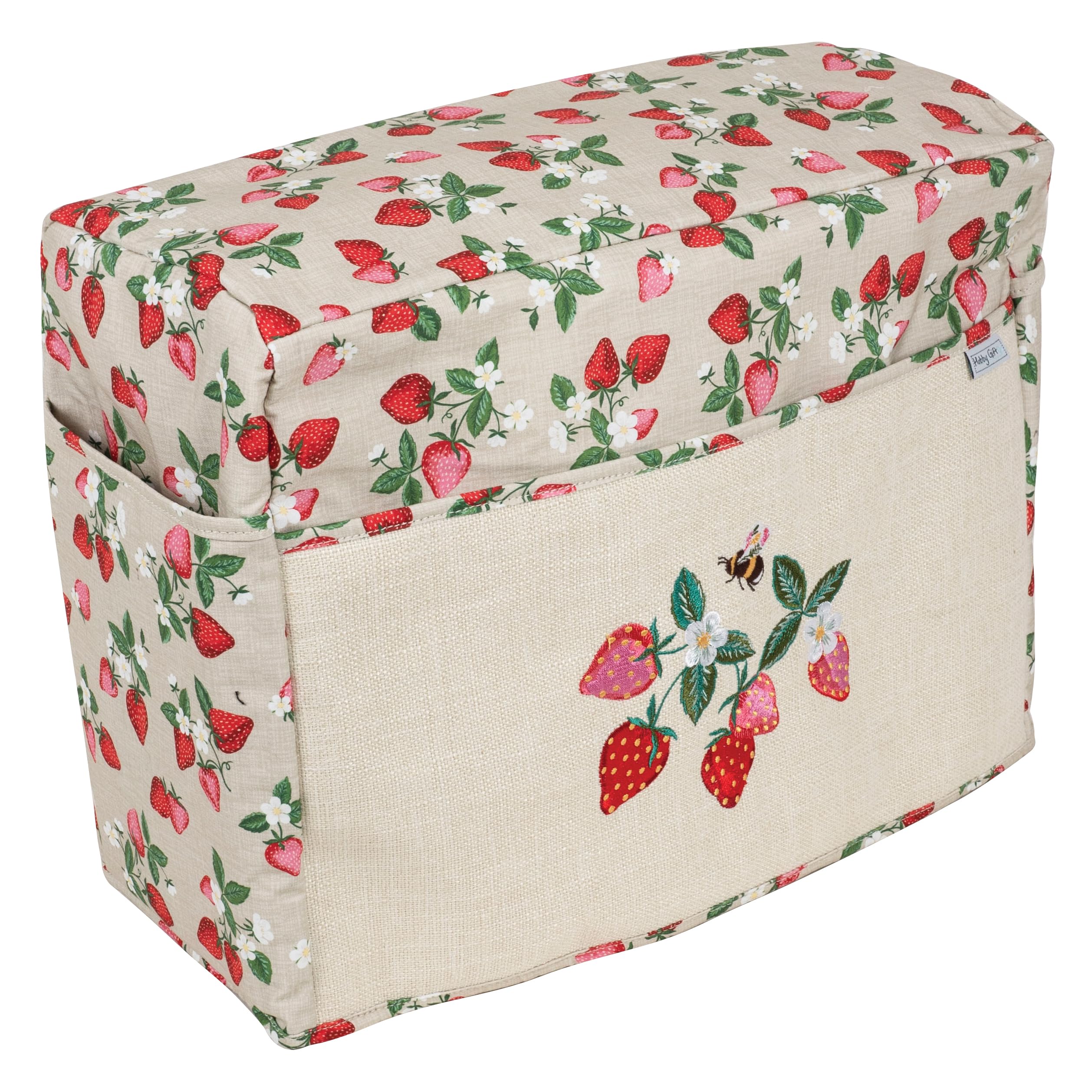 Hobby Gift Strawberries Sewing Machine Cover With Pockets - Protective Cover Against Dust, Includes Pockets For Sewing Machine Accessories, Fits Most Standard Machines - 33.5 X 44 X 21Cm,
