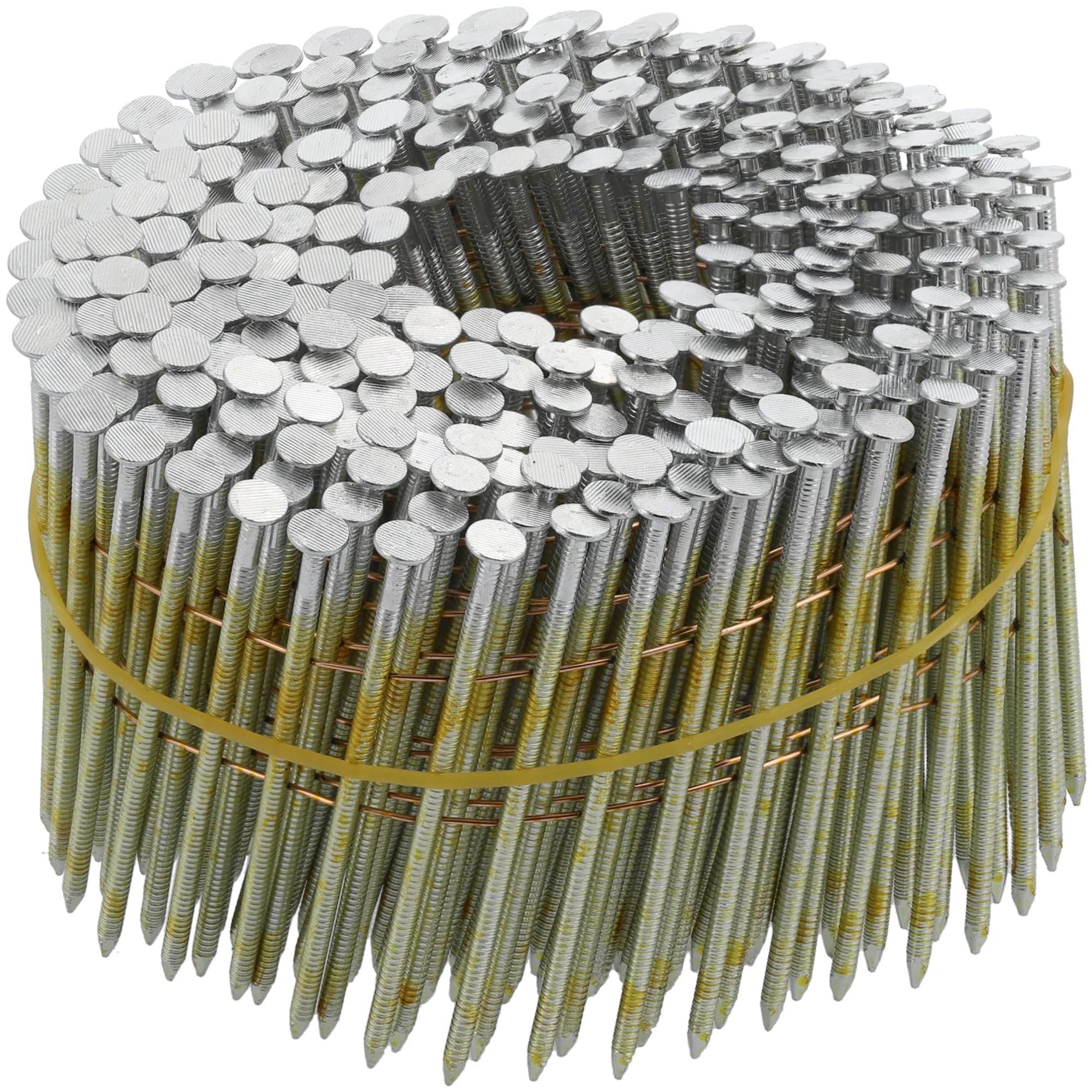 Drahtgebundene Coilnägel 70x2,5mm, verzinkte Nagelspule, Witterungsbeständige Dachdecker-Nägel, 300 Stück pro Rolle, ca. 0,83kg, geeignet für Nagelbüchsen YT-09213, YT-09214, ideal für Holzverbindunge