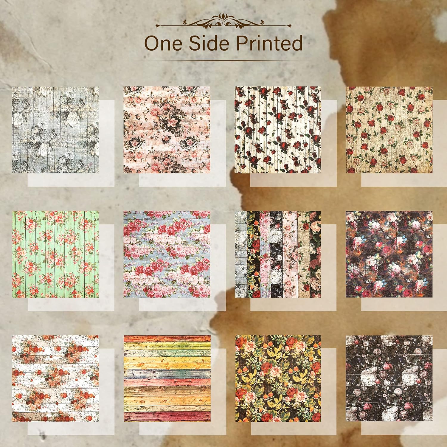 Buy VONDY Cardstock Paper Pad 6x6 Pink, Red Floral Pattern Scrapbook