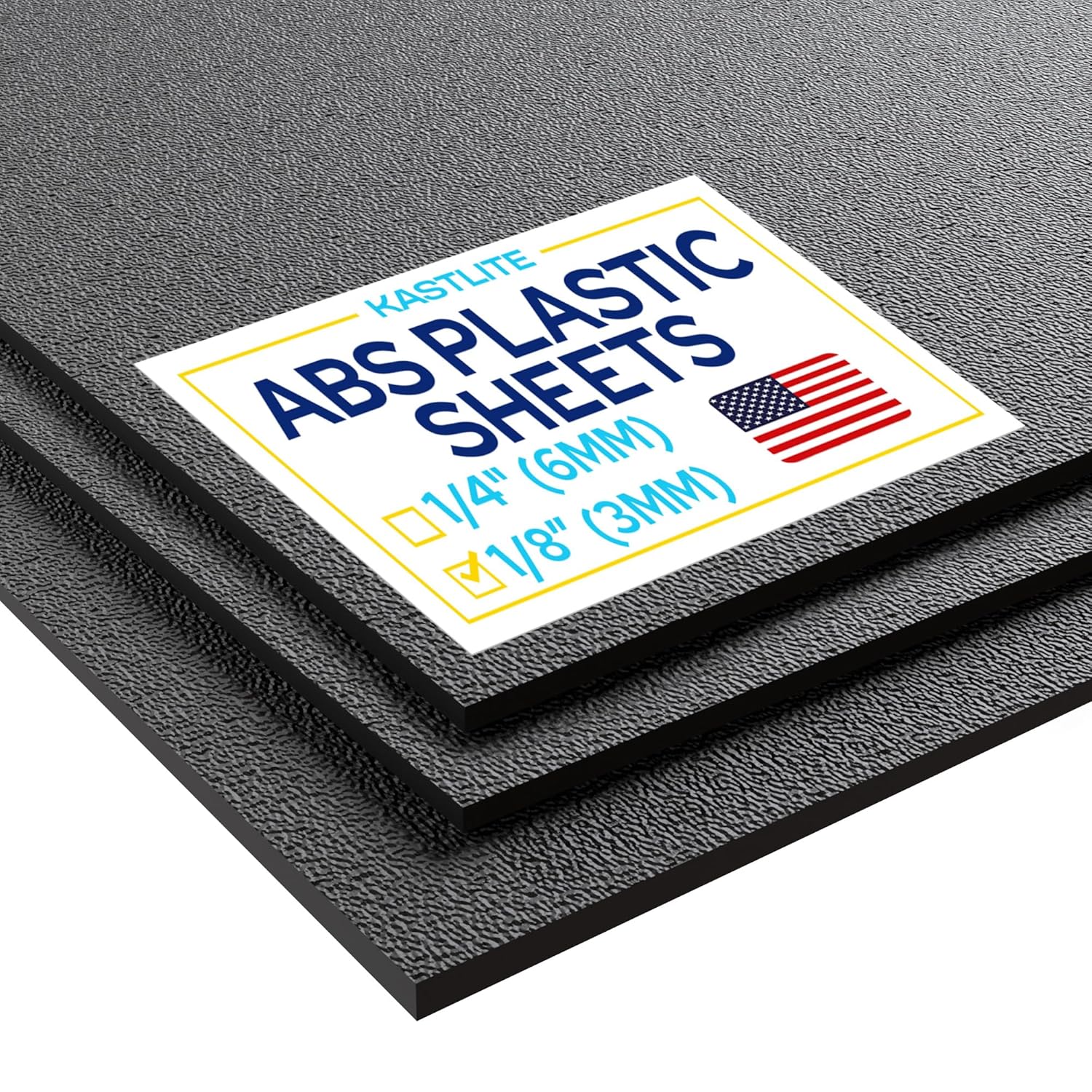 KASTLITE Black ABS Board, Textured Front 1/8" Thick Plastic Sheet - Nominal 24X36 Thermoplastic Rigid Foam Sheeting - Moldable Cuttable Bendable Waterproof for DIY Signs Crafts & Custom Panels, 8 Pack
