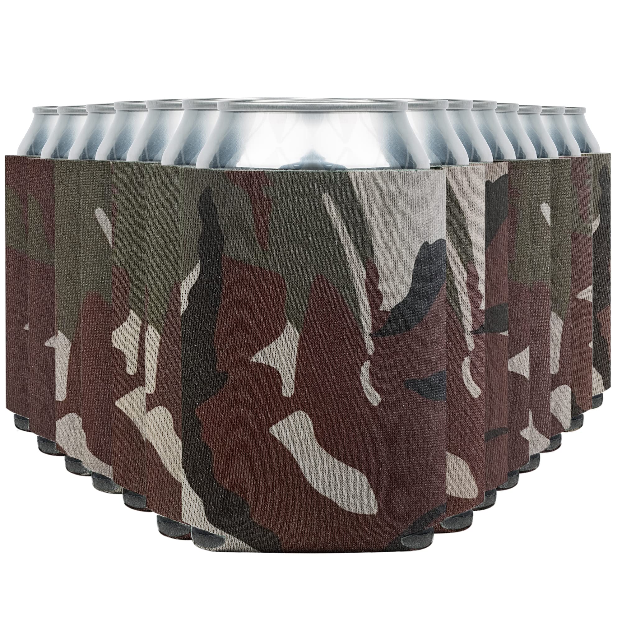 Blank Beer Can Cooler Sleeves (60-Pack) Soft Insulated Beer Can Coolies - HTV Friendly Blank Koolies in Bulk for Beer Cans & Bottles - Coolie Blanks for Vinyl Projects & Wedding Favors (Classic Camo)