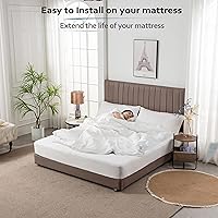 Vista 7 de Protector de colchón premium 100% impermeable, hipoalergénico, libre de vinilo, transpirable, superficie de algodón suave con bucles. -, Algodón