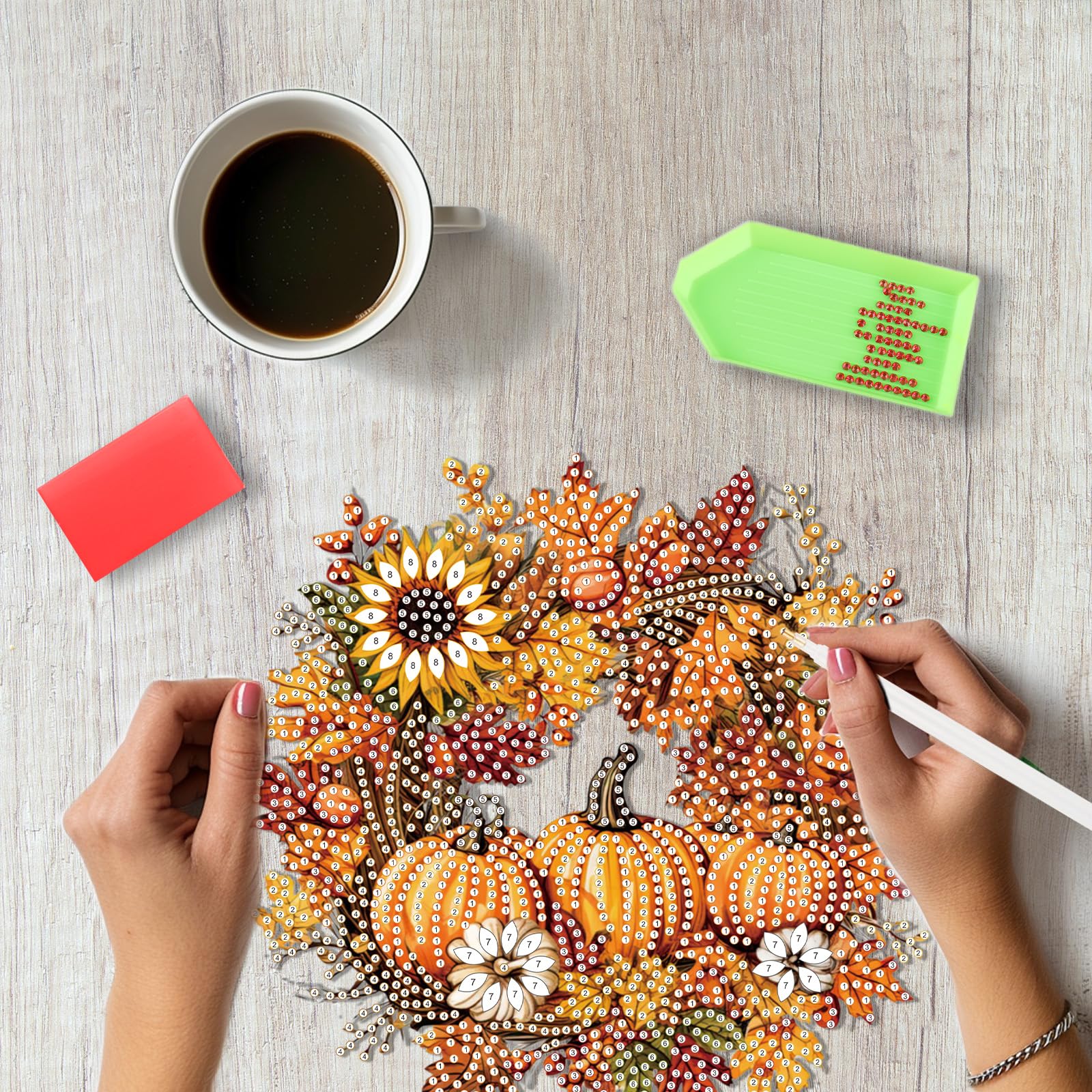 SENQAO Kit da appendere per Halloween, per adulti e principianti, fai da te in acrilico 5D a forma speciale di cristallo con gemme di cristallo, ornamento da appendere per la decorazione della parete